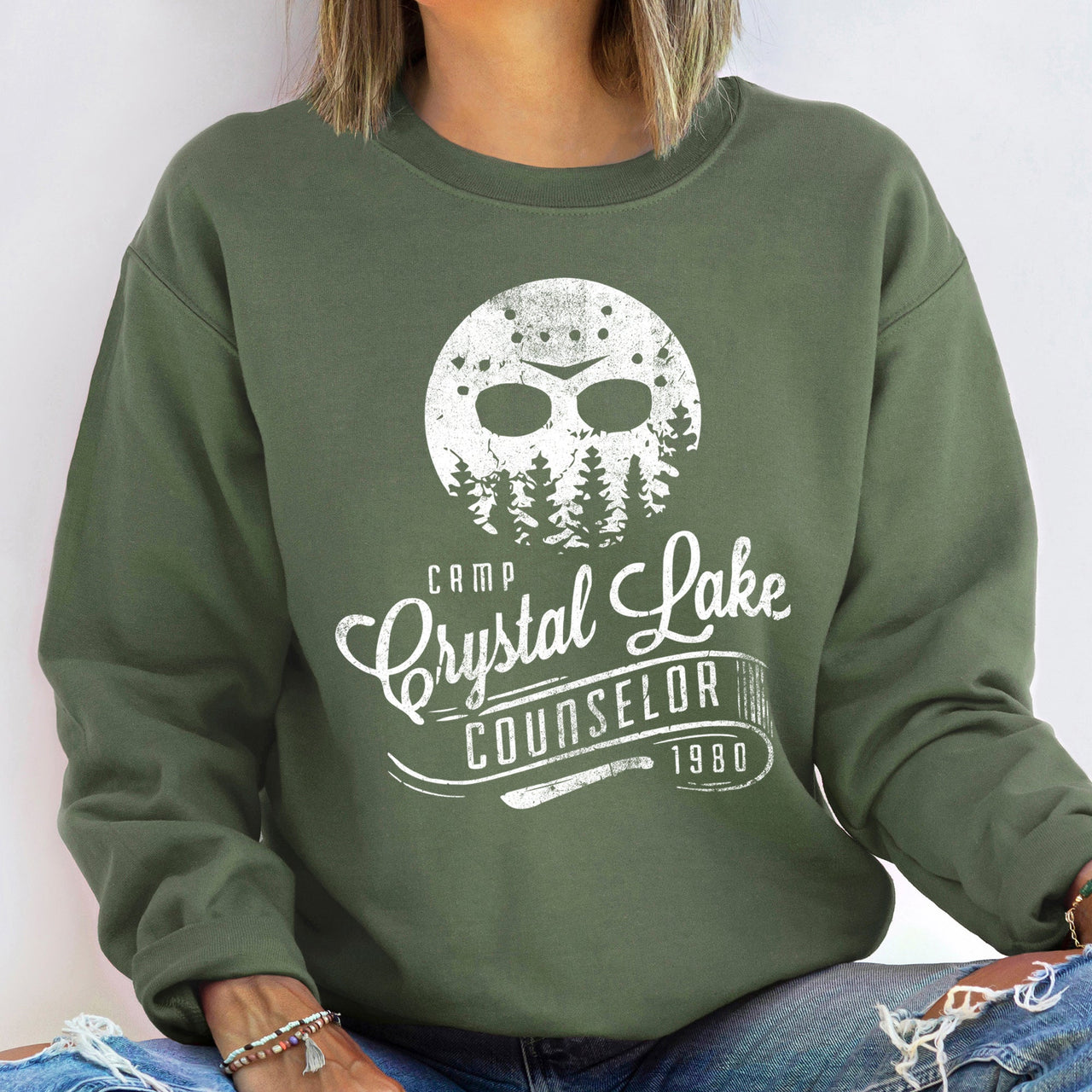 Crystal Lake Vintage Halloween Night Scene Collection Premium Edition Sweatshirt