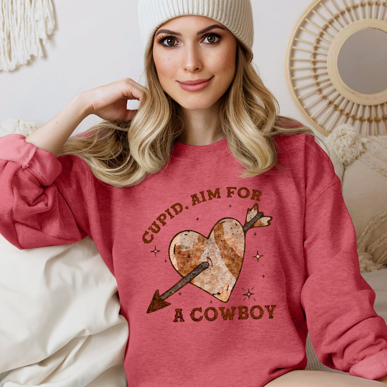 Cupid Aim For A Cowboy Heart Western Country Valentines Day Sweatshirt For Lovers Of Western Romance