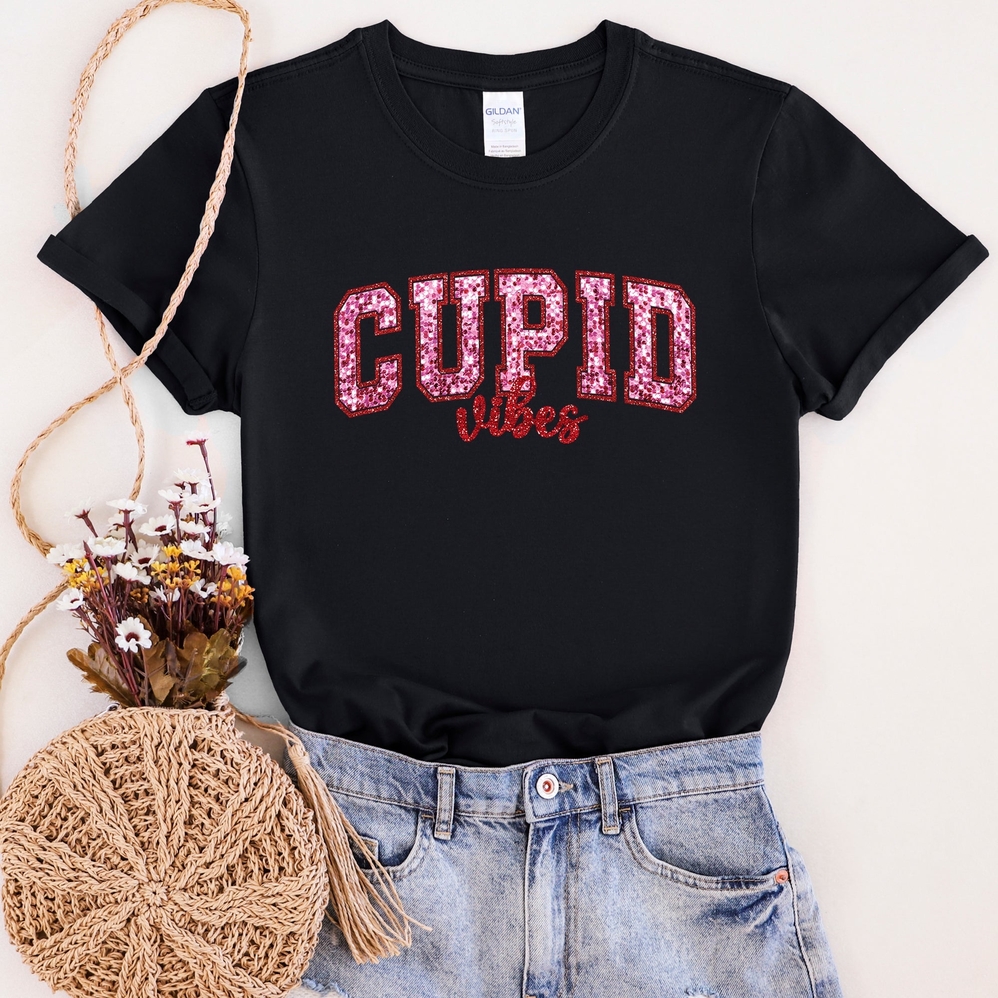 Cupid Vibes Collegiate Love Valentine's Day Theme Vintage Inspired Campus Graphic Tee