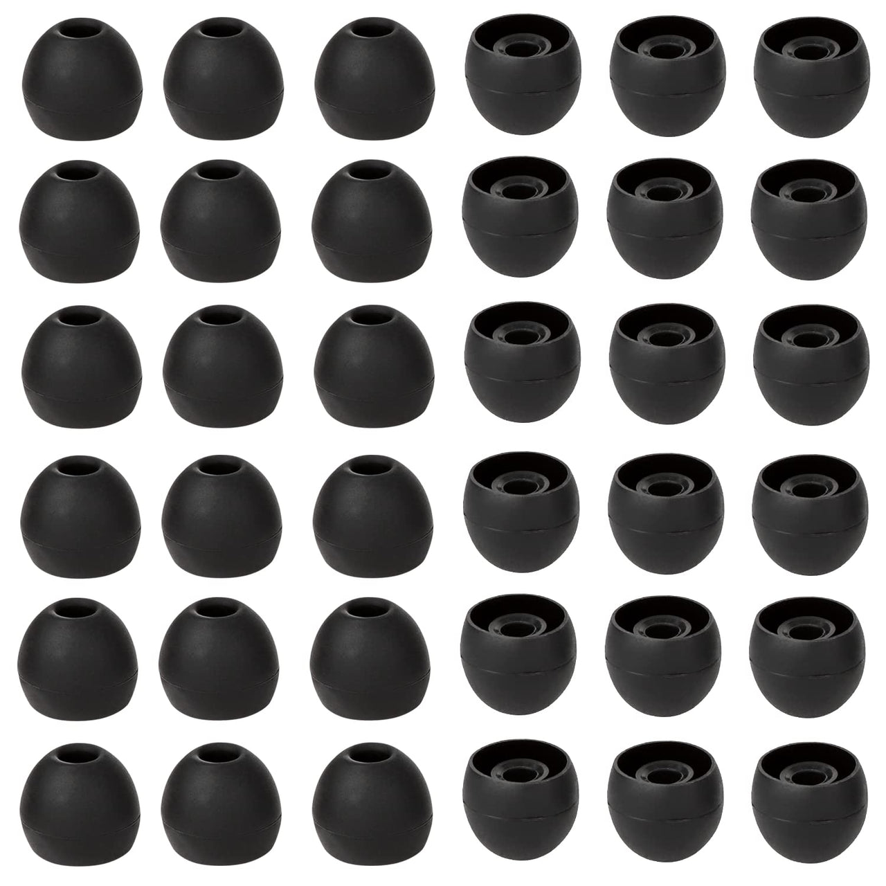 CYADCI 36 Pieces Large Earbud Tips Soft and Comfortable Silicone Earbud Tips Ear Bud Replacement Pieces Silicone Fit Most in-Ear Headphones，Inner Hole 3.8mm -5.5mm，Large Black Earbuds Silicone Tips