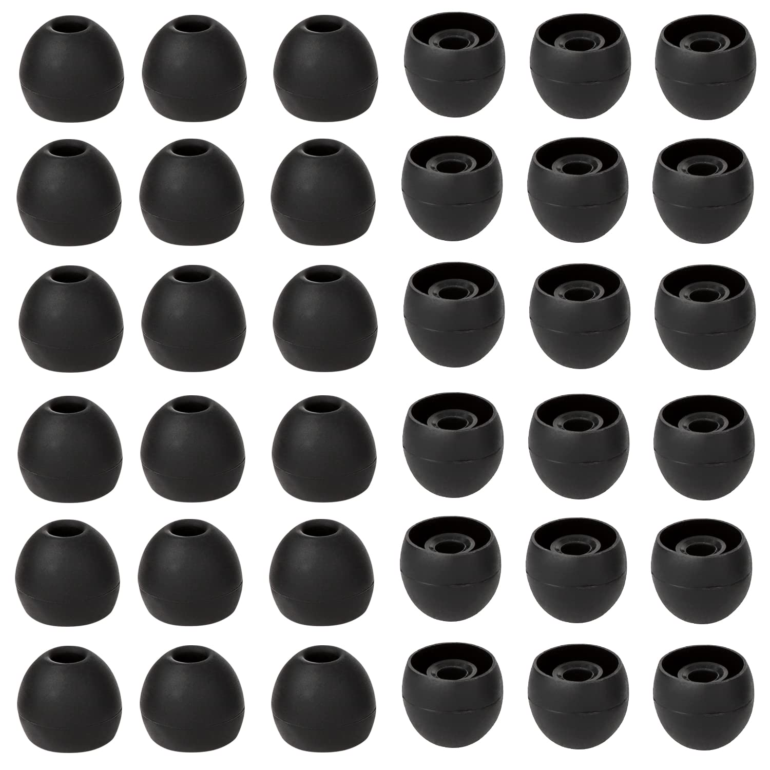 CYADCI 36 Pieces Large Earbud Tips Soft and Comfortable Silicone Earbud Tips Ear Bud Replacement Pieces Silicone Fit Most in-Ear Headphones，Inner Hole 3.8mm -5.5mm，Large Black Earbuds Silicone Tips