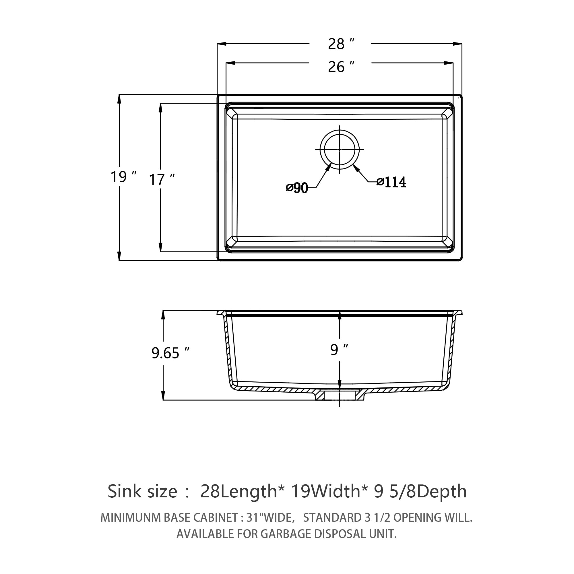 Quartz Kitchen Sink - 28' x 19' White Granite Composite Workstation Undermount Kitchen Sink