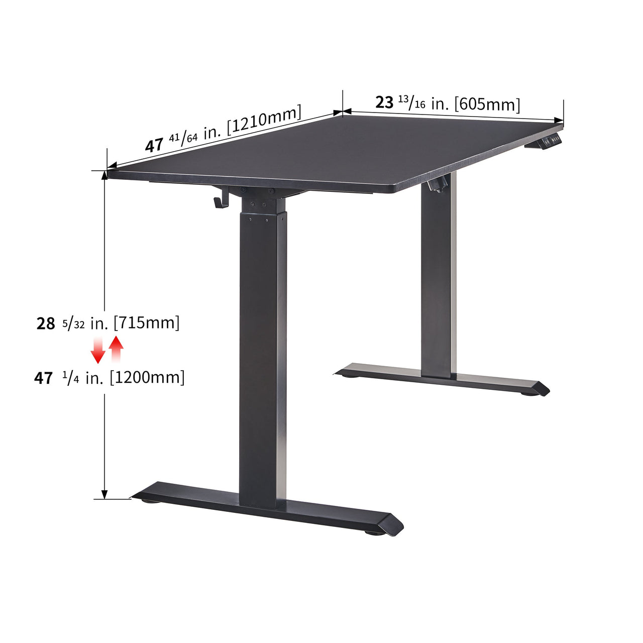 Electric Standing Desk, Adjustable Height Stand up Desk, 24x48 Inches Sit Stand Home Office Desk,Black Frame/Black Top