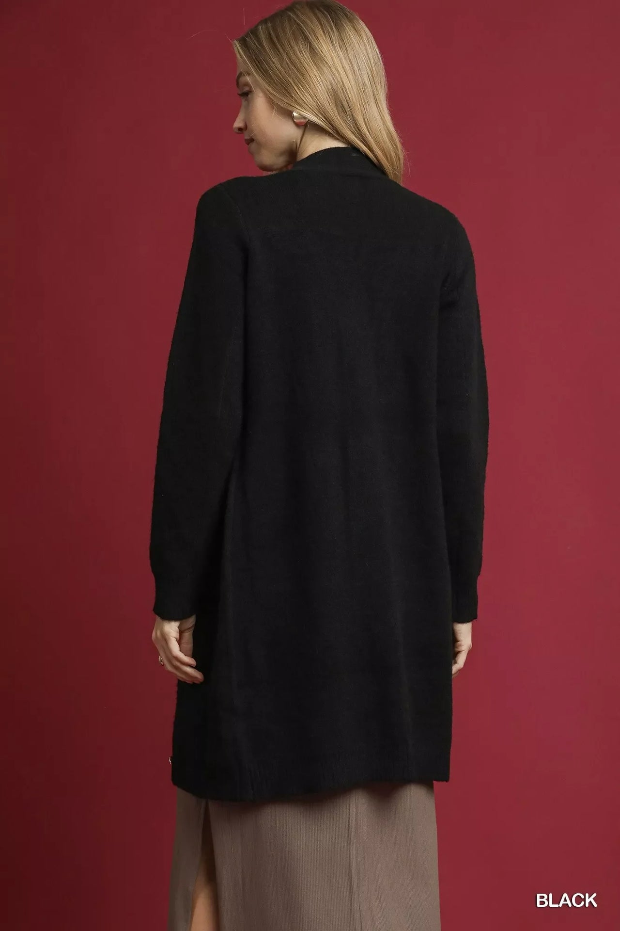 Umgee Button-Down Longline Sweater Cardigan with Front Pockets