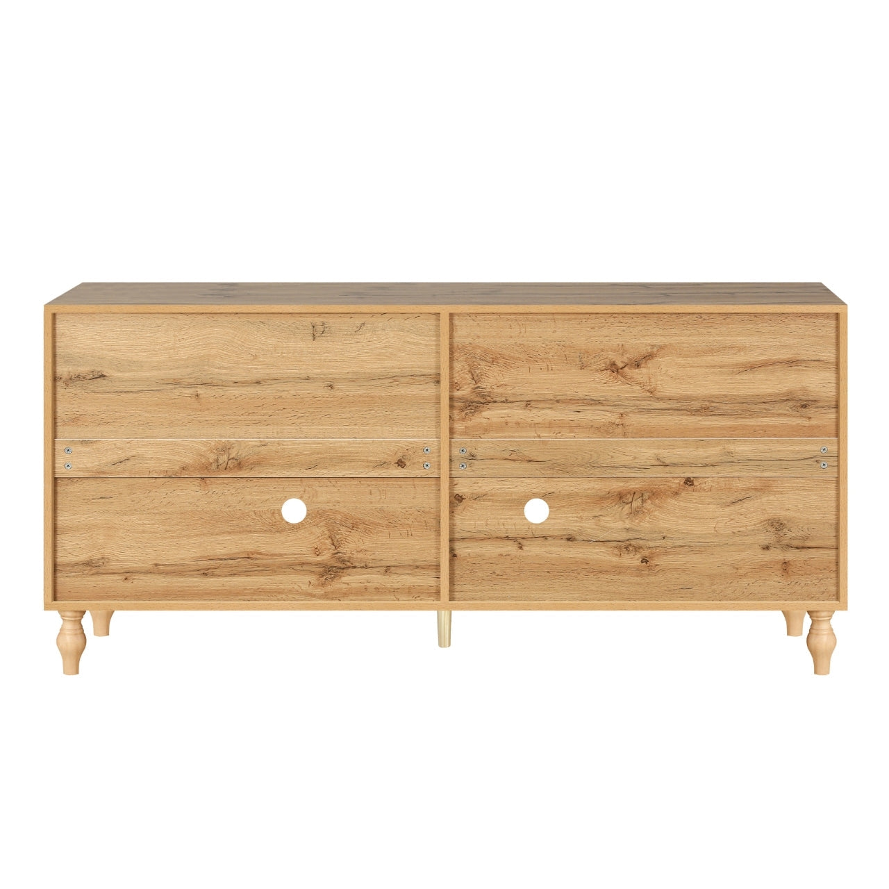 Carved Flower Door Large Storage Cabinet With Metal Handle Suitable For Living Room, Kitchen, Entryway(NATURAL WOOD)