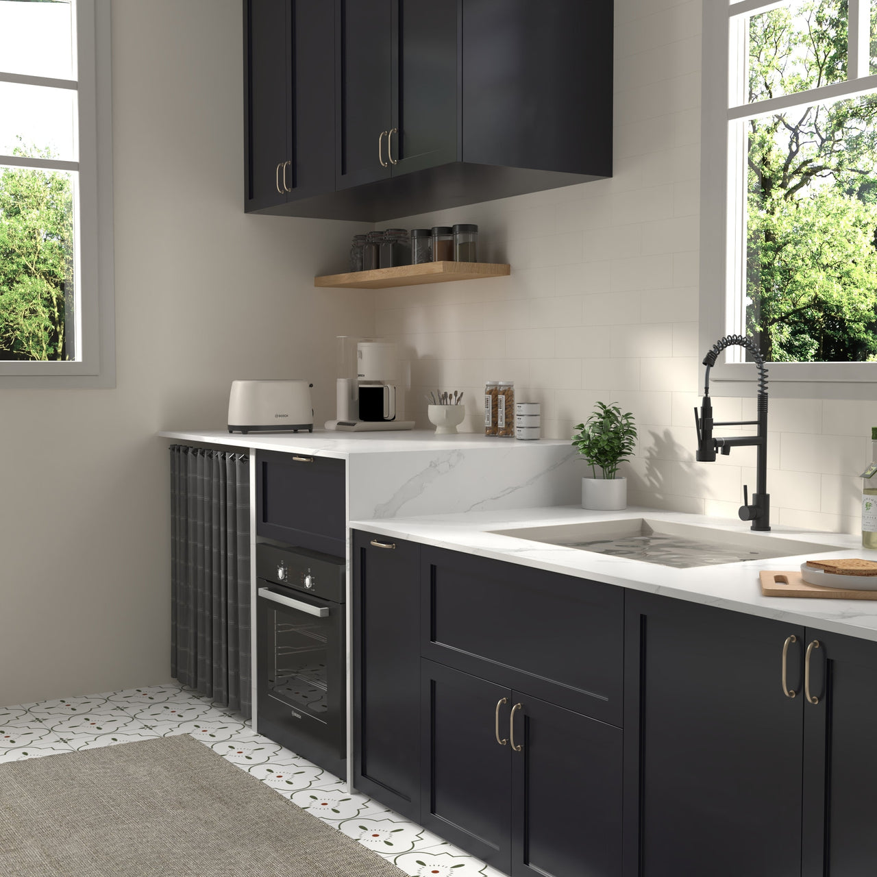 Bothwa Home CUPC Certified 19' Single Handle Kitchen Faucet (Matt Black Finish)