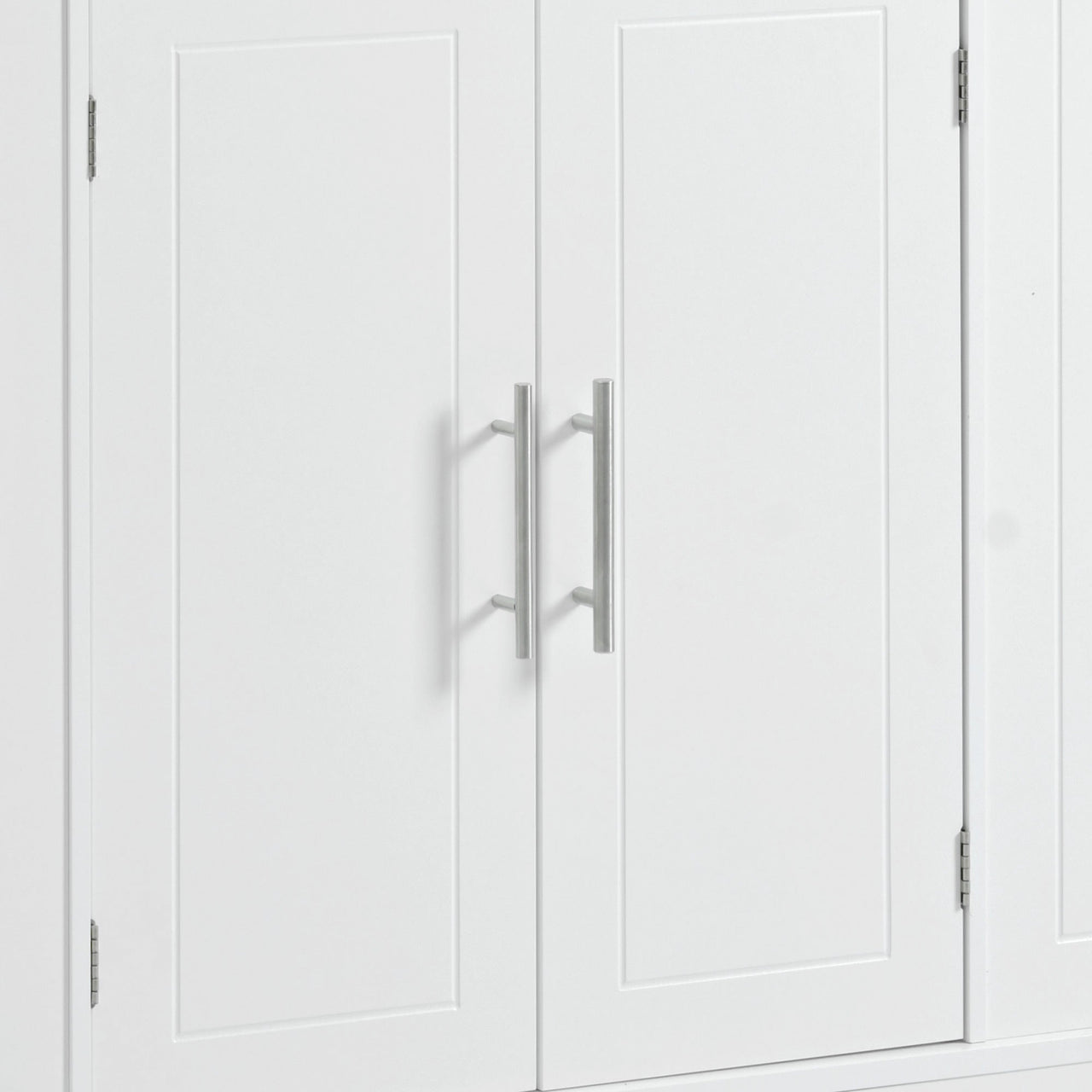 K&K Fluted Kitchen Island with Trash Can Storage Cabinet, Power Outlet, Internal Storage Rack, Rolling Kitchen Islands on 5 Wheels with 3 Drawer, 3 Open Side Racks for 10 Gallon Garbage Bin, White