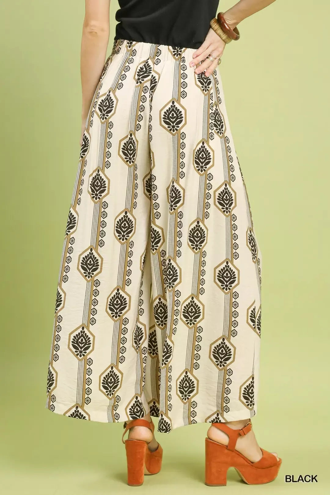 Umgee Geometric Boho Print Wide Leg Pants