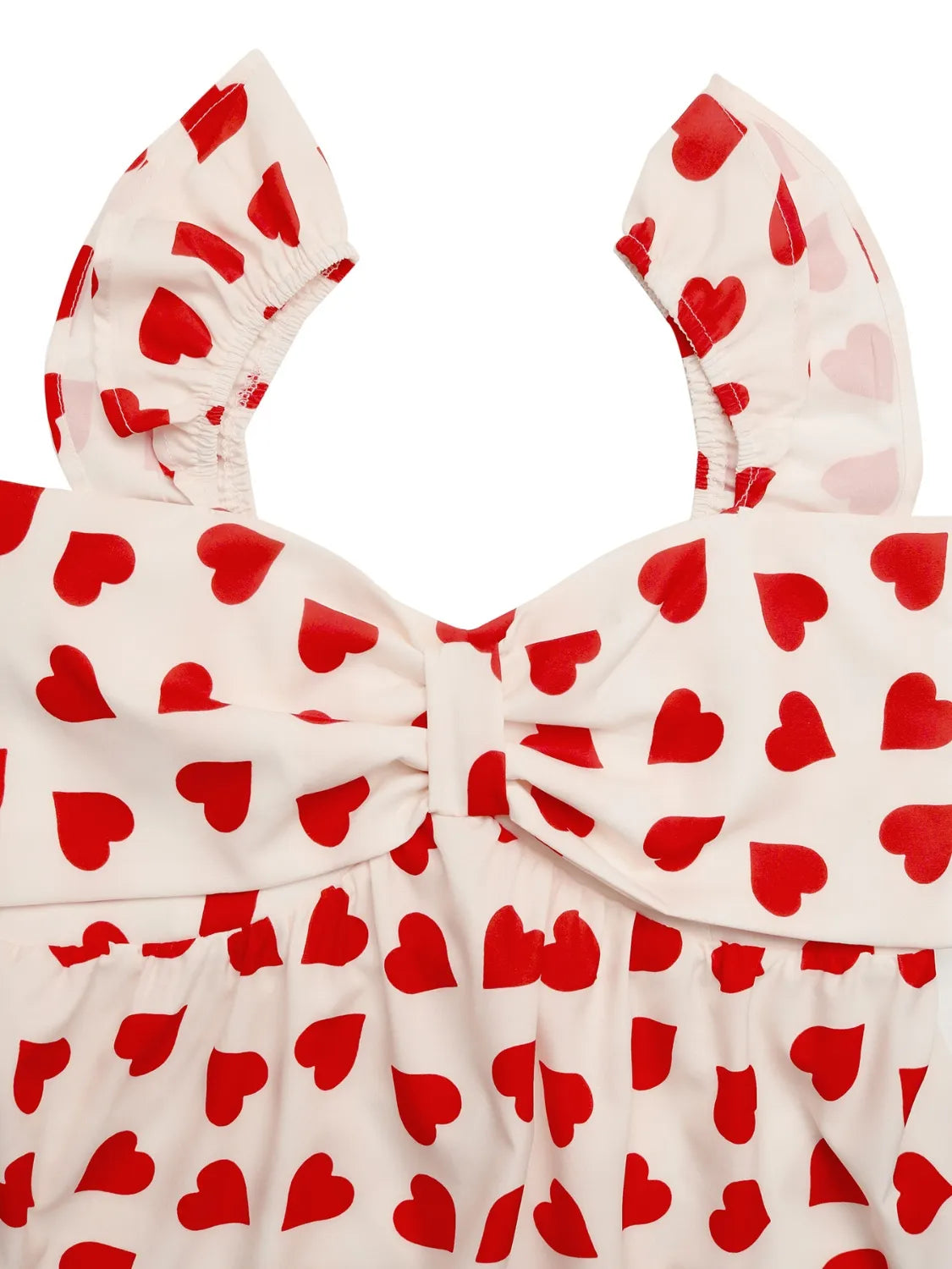 Heart Print Bow Front Peplum Blouse
