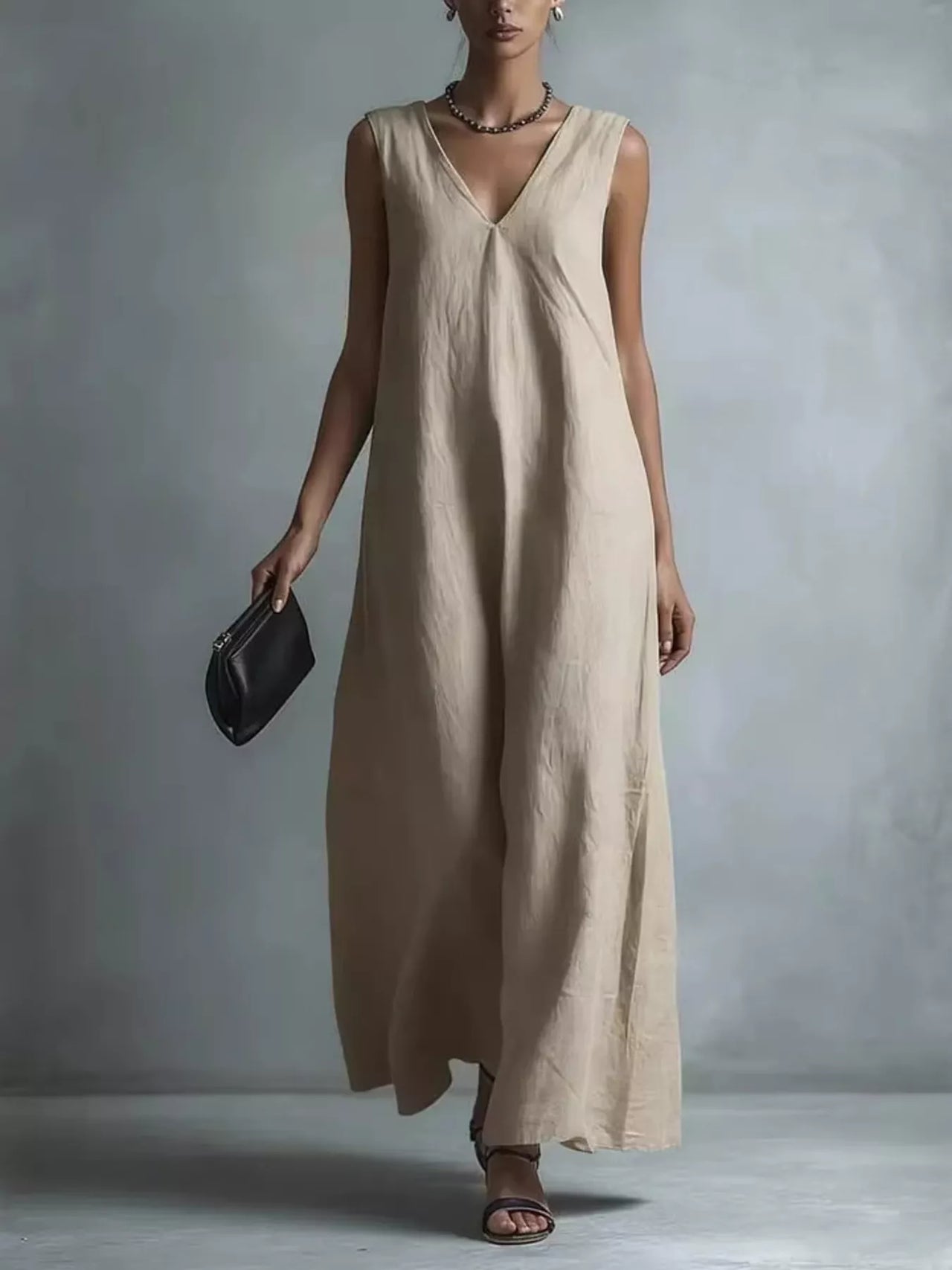 Full Size V-Neck Sleeveless Maxi Dress Plus Size