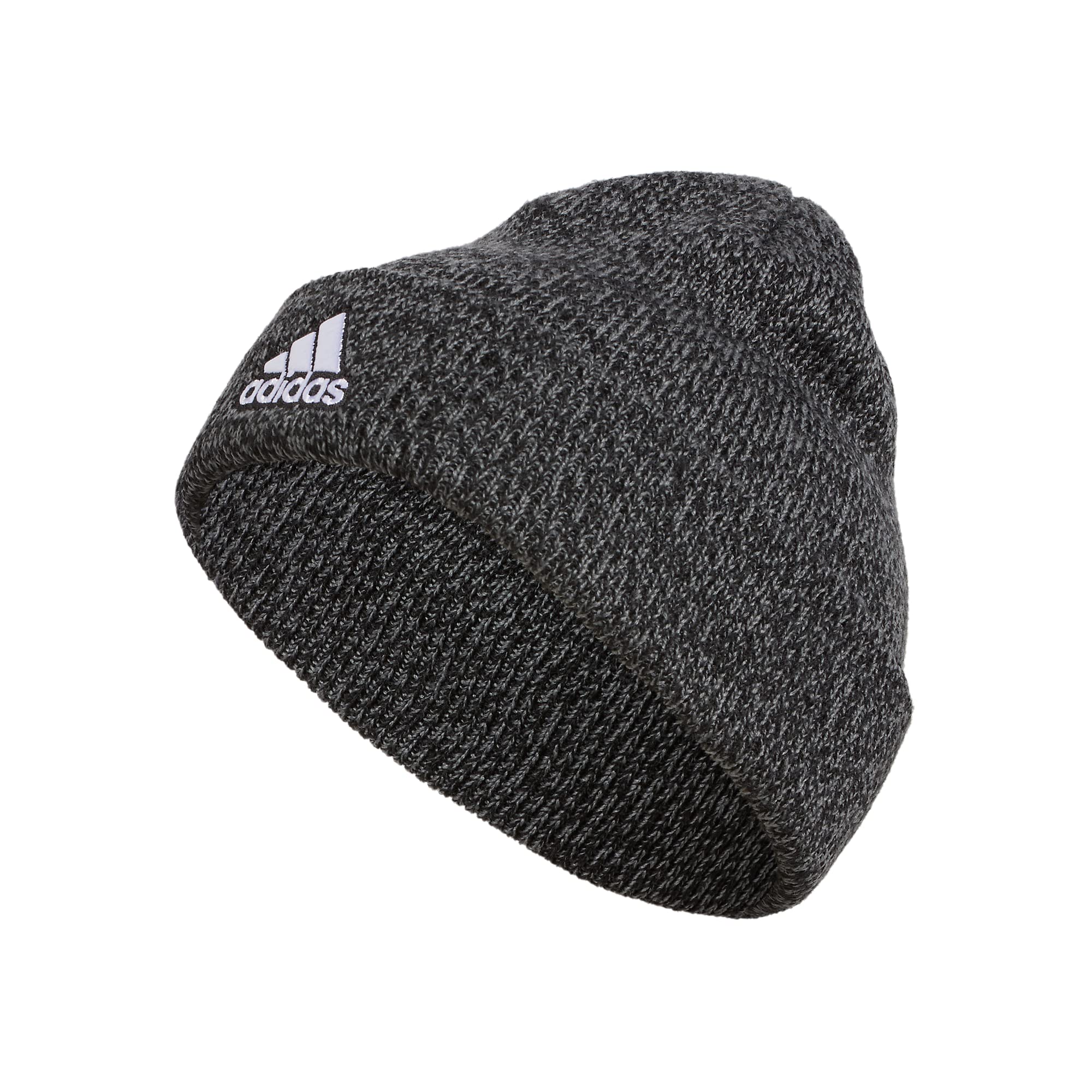 adidas Mens Team Issue Fold Beanie Discontinued Black Onix Grey Marl F22 One Size