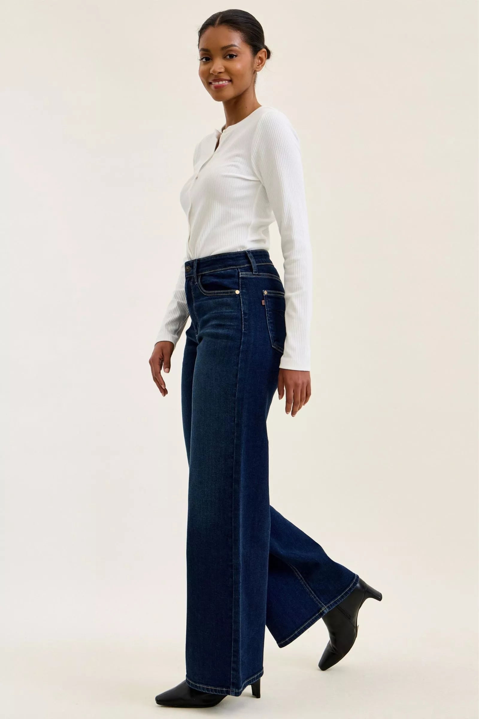 Judy Blue High-Waisted Wide-Leg Dark Wash Jeans