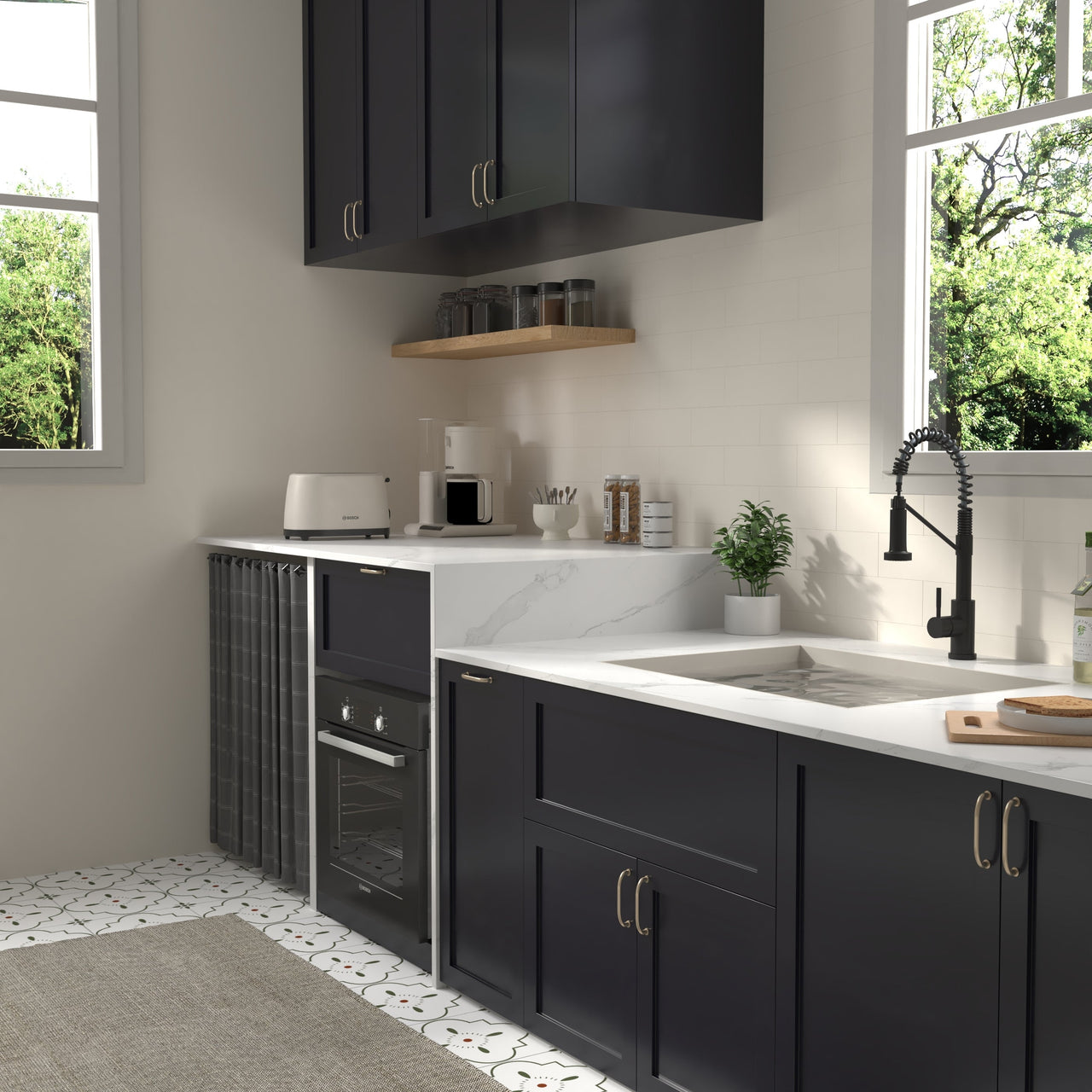 Bothwa Home CUPC Certified 19' Single Handle Kitchen Faucet (Matt Black Finish)