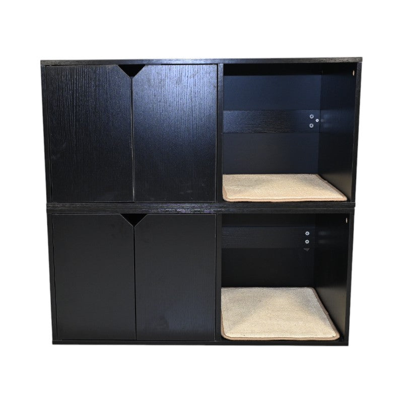 35.83' Cat Litter Box Enclosure Hidden Furniture (Scratch Pad Included), Modern Black Cat House with Corrugated Cardboard Scratching Pad - 35.83' x 20.47' x 17.05', 52 lbs