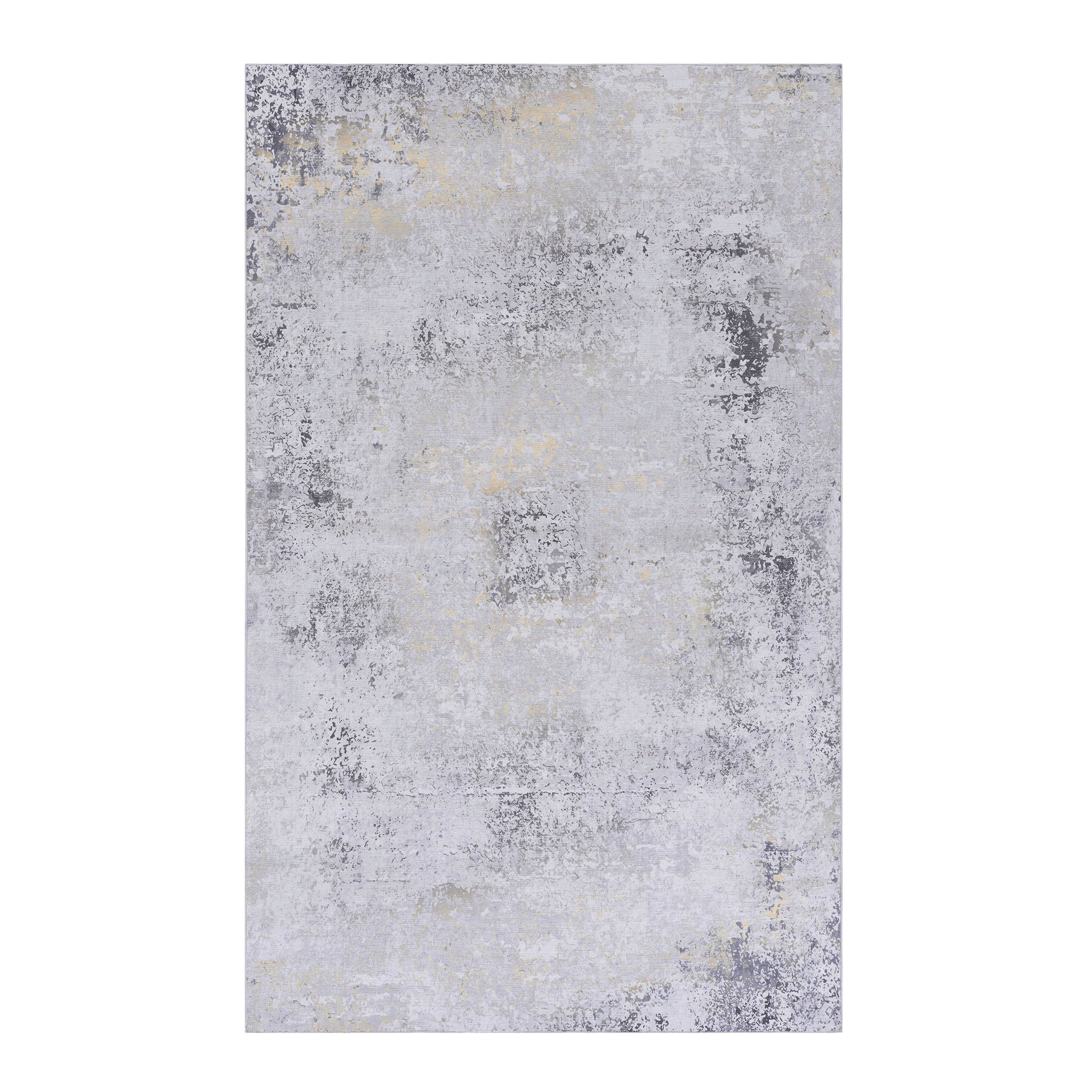 NAAR MAVAL Gold Washable Rug 5x8 Area Rug (Gray+Gold, 5' x 8')