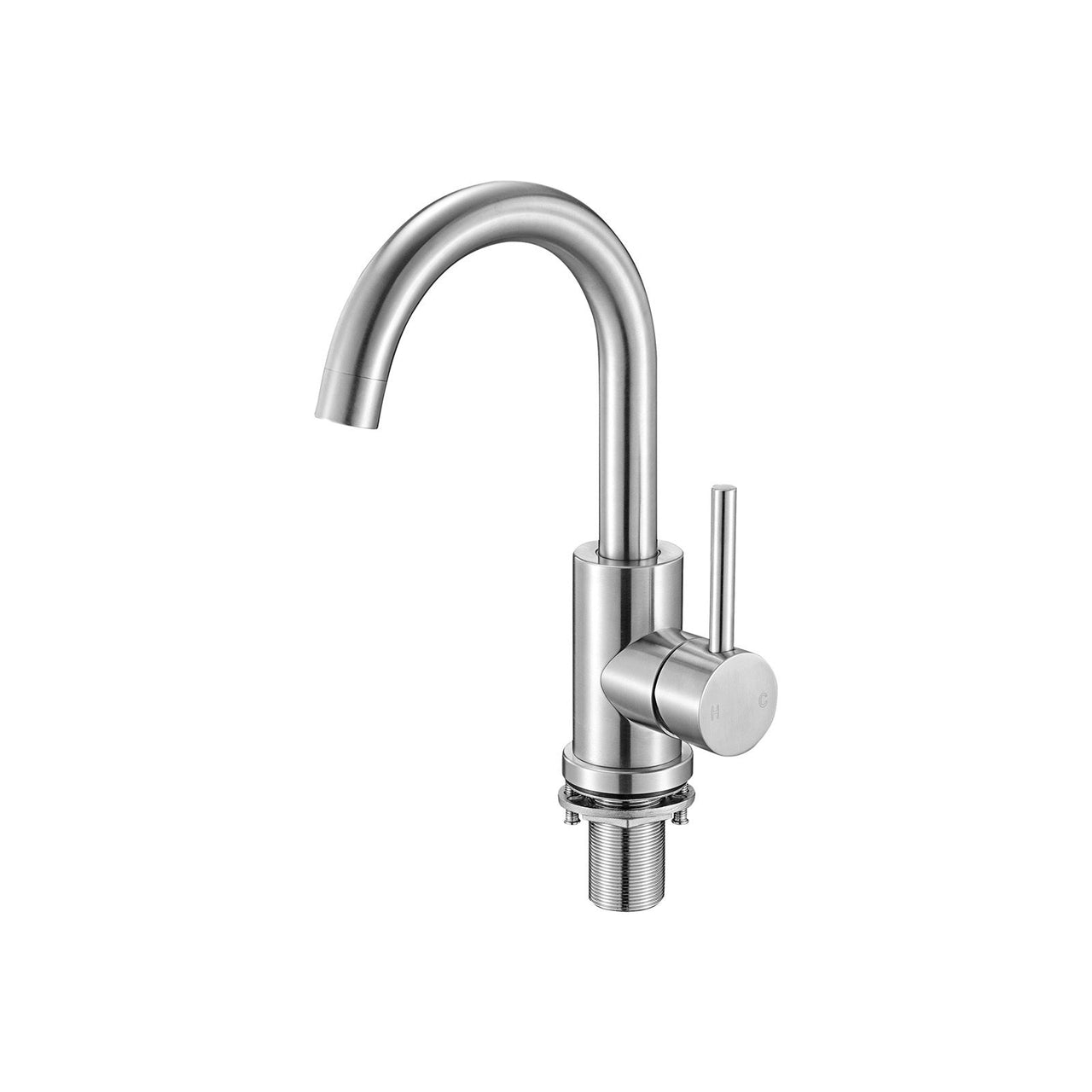 Single Handle Sink Faucet, Kitchen Faucet Brushed Nickel Single Handle, Kitchen Water Faucets with Anti-Splash Aerator, Suitable for Bathroom, RV, Bar Sink, Public Restroom, High Arc Spout