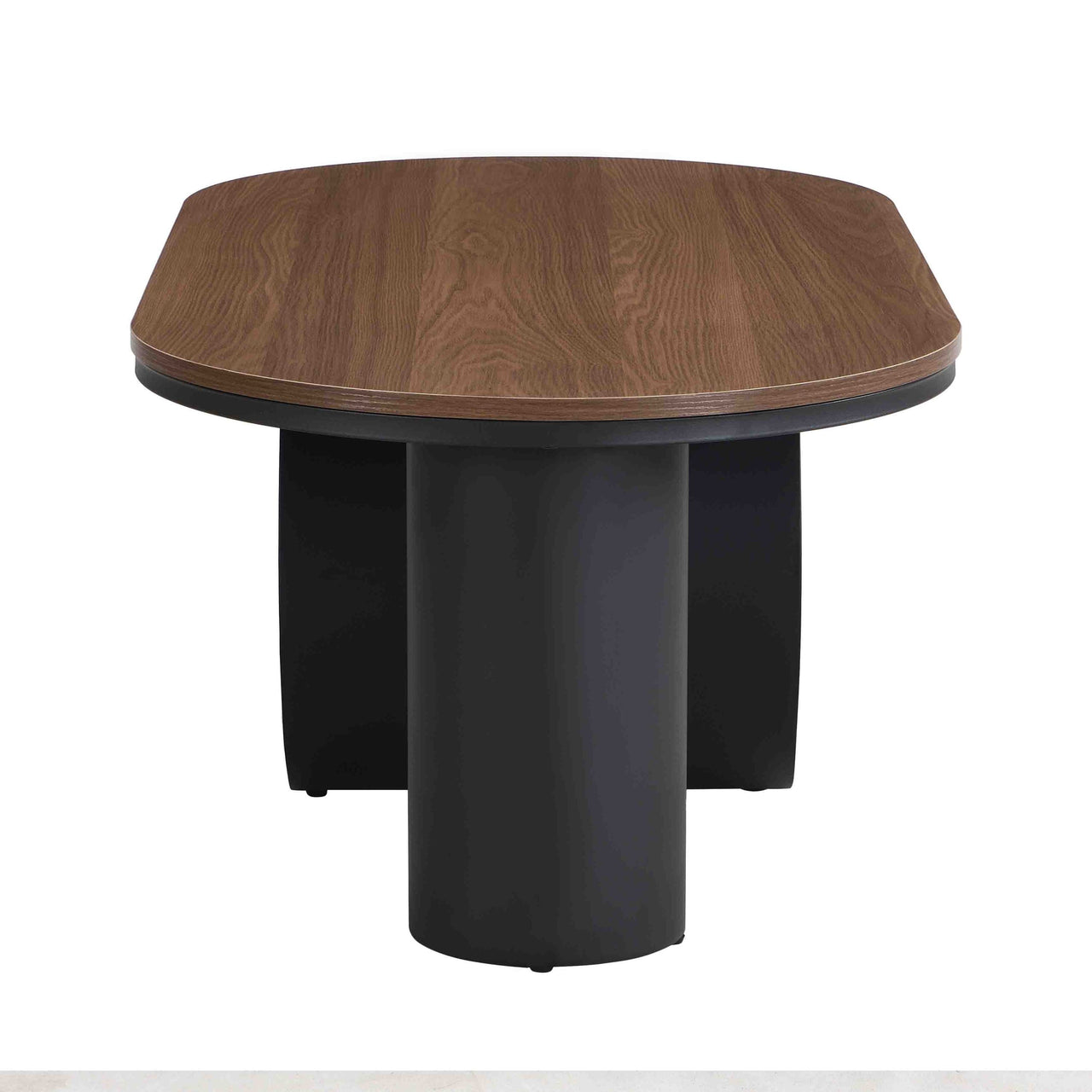 Luxury Industrial Oval Coffee Table, 47.24'' Coffee Table with Storage Drawer, Black Metal Center Table for Living Room