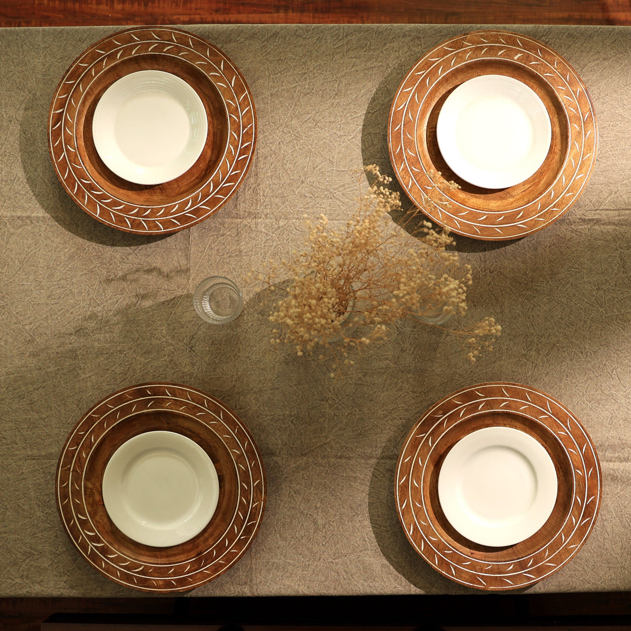 Handcrafted 13' Wood Charger Plate  Wooden Dinning Placemat Artisan Wood Tableware