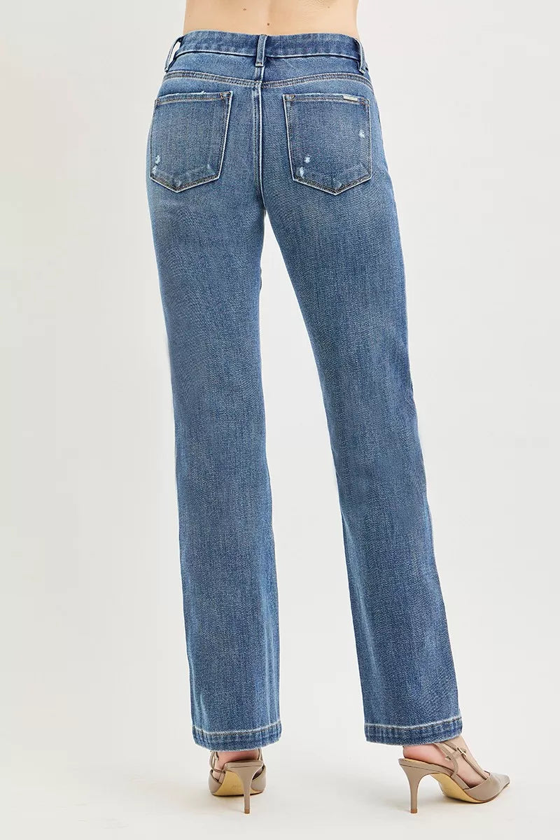 RISEN Tummy Control 4way Stretch Mid Rise Straight Crease Line