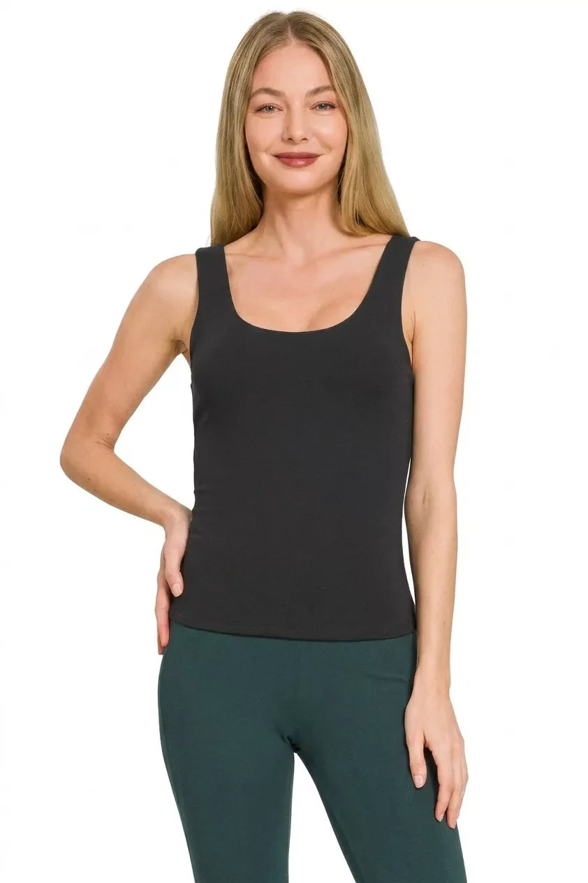 Zenana Double Layered Double Scoop Tank Top