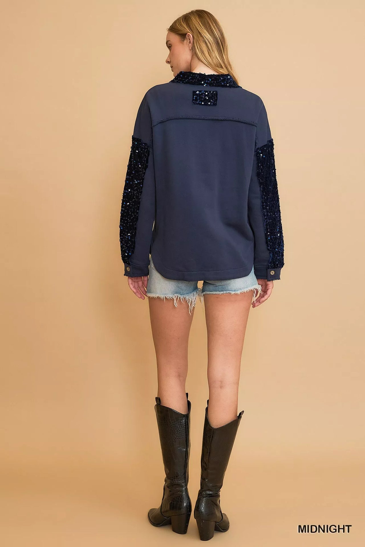Umgee Sequined French Terry Jacket