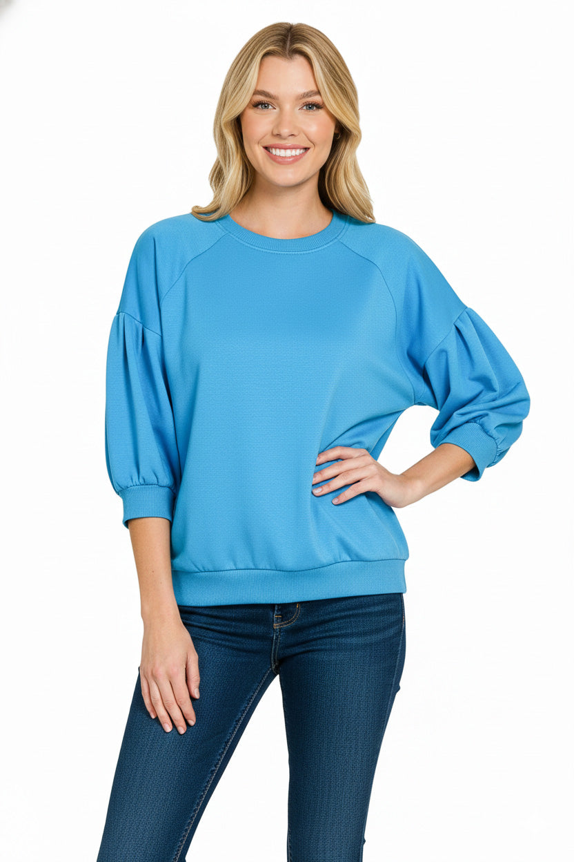 Zenana Scuba Dolman Sleeve Sweatshirt