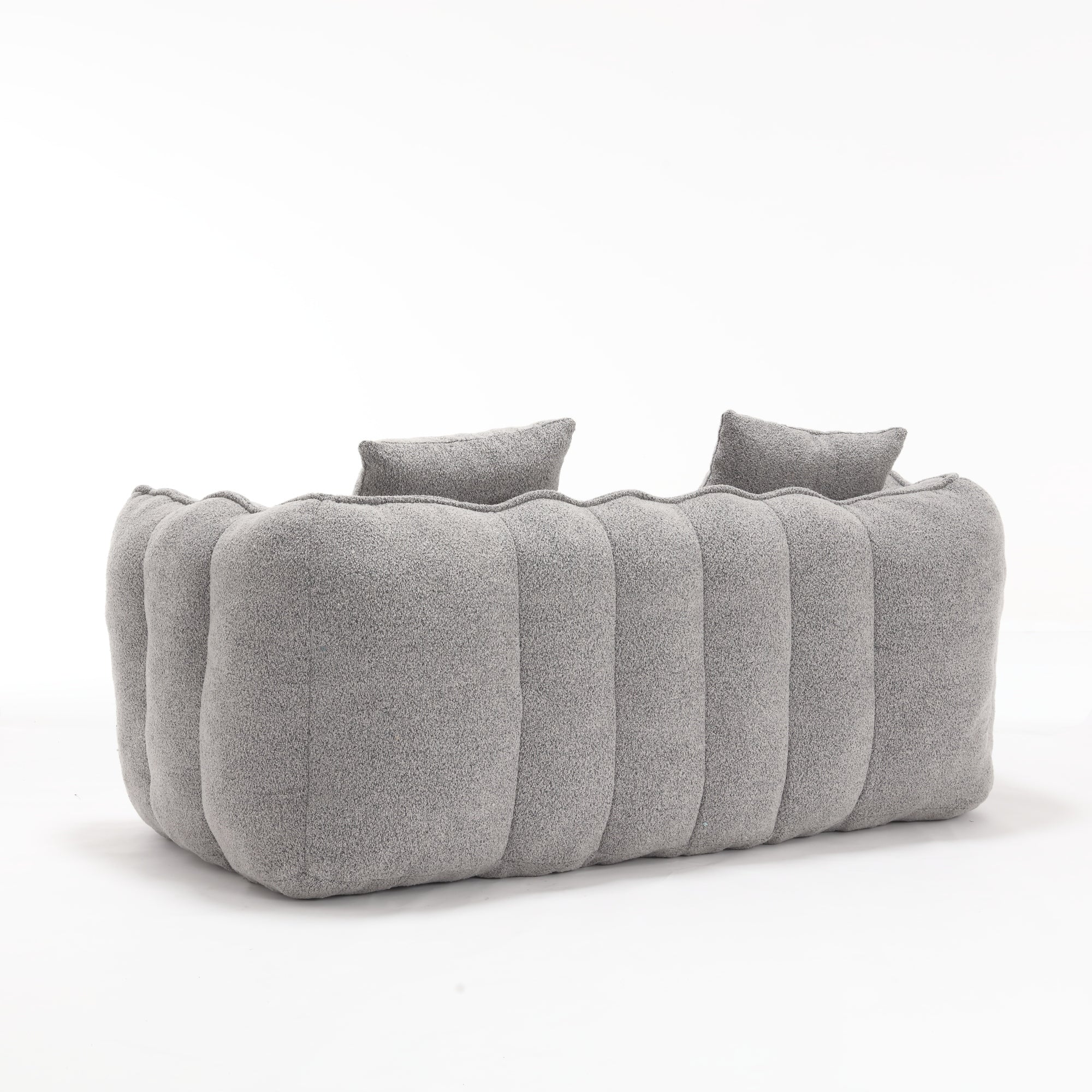 Cozy Beanbag Chair with High Resilience Foam Core for Two - Grey Chenille, 66x35x25 inches