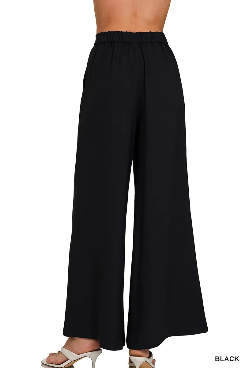 Zenana Relaxed Fit Elastic Waisted Wide Leg Pants