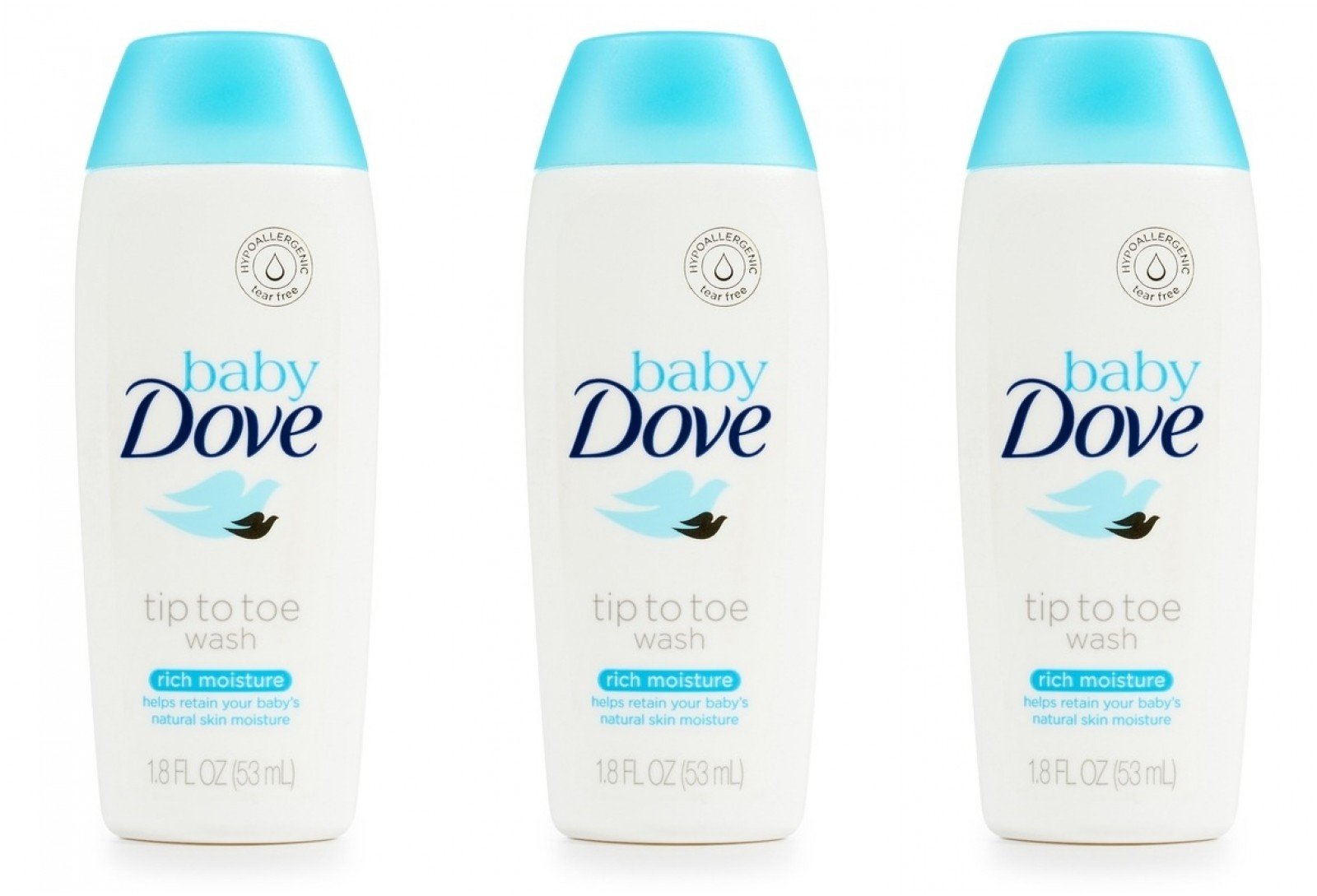 Baby Dove Body Wash Tip To Toe Sensitive Moisture 1.8 Oz Travel Size (Pack Of 3)