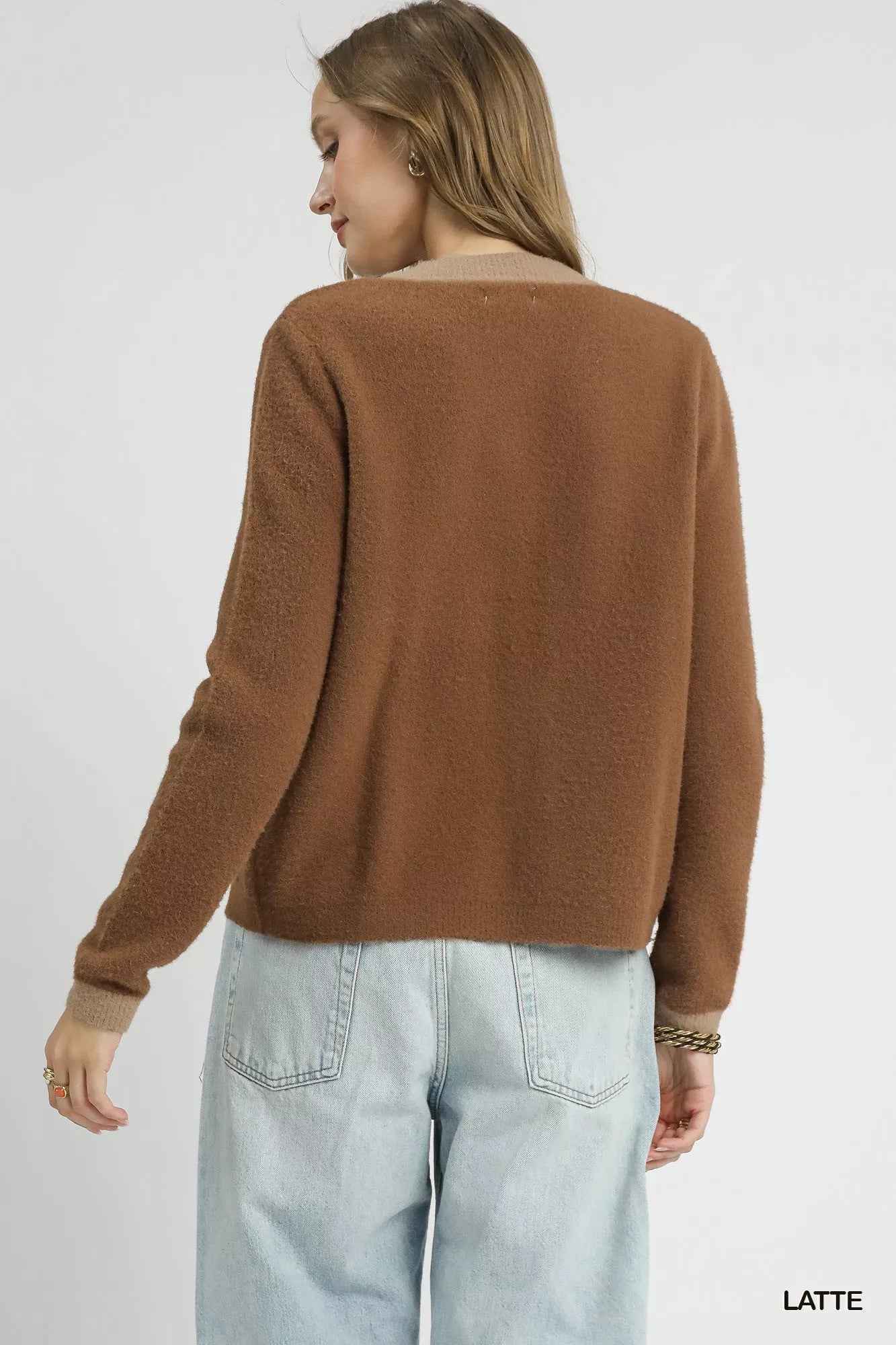Umgee Two-Tone Button Front Cardigan
