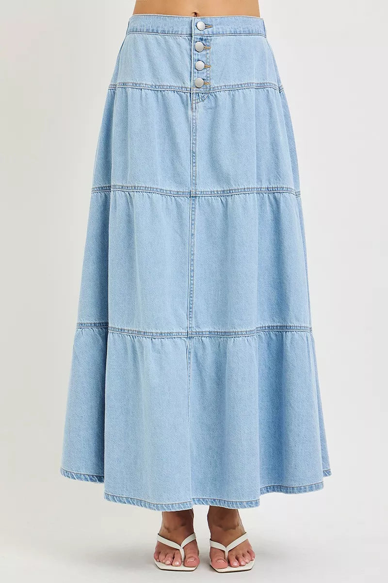 RISEN High Rise Ruffle Long Skirts