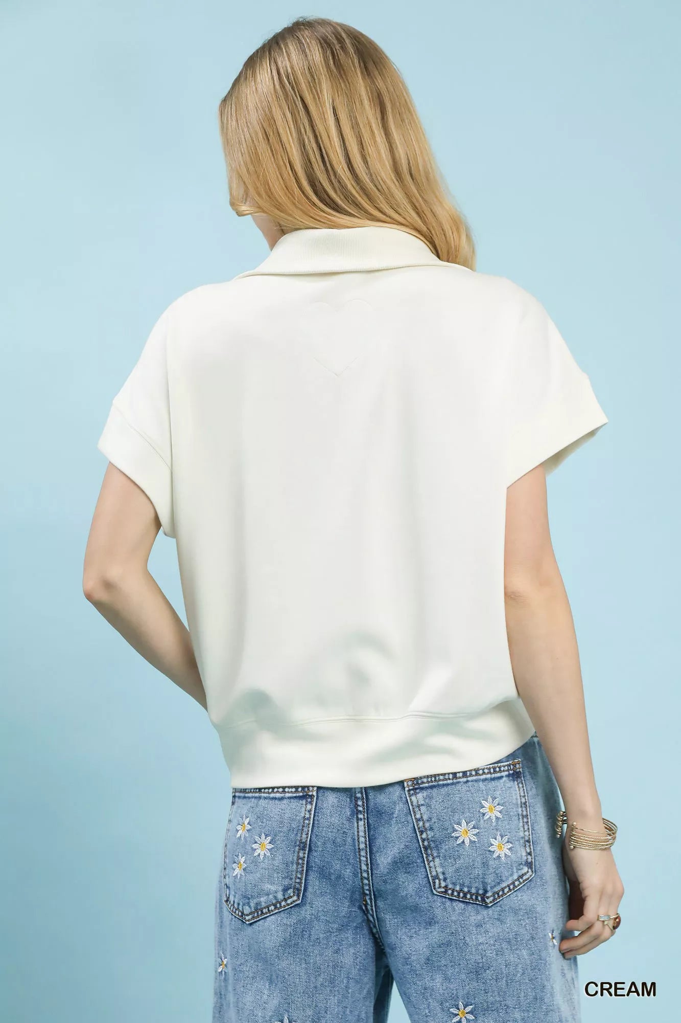 Umgee Striped Collared Neck Half-Zip Top