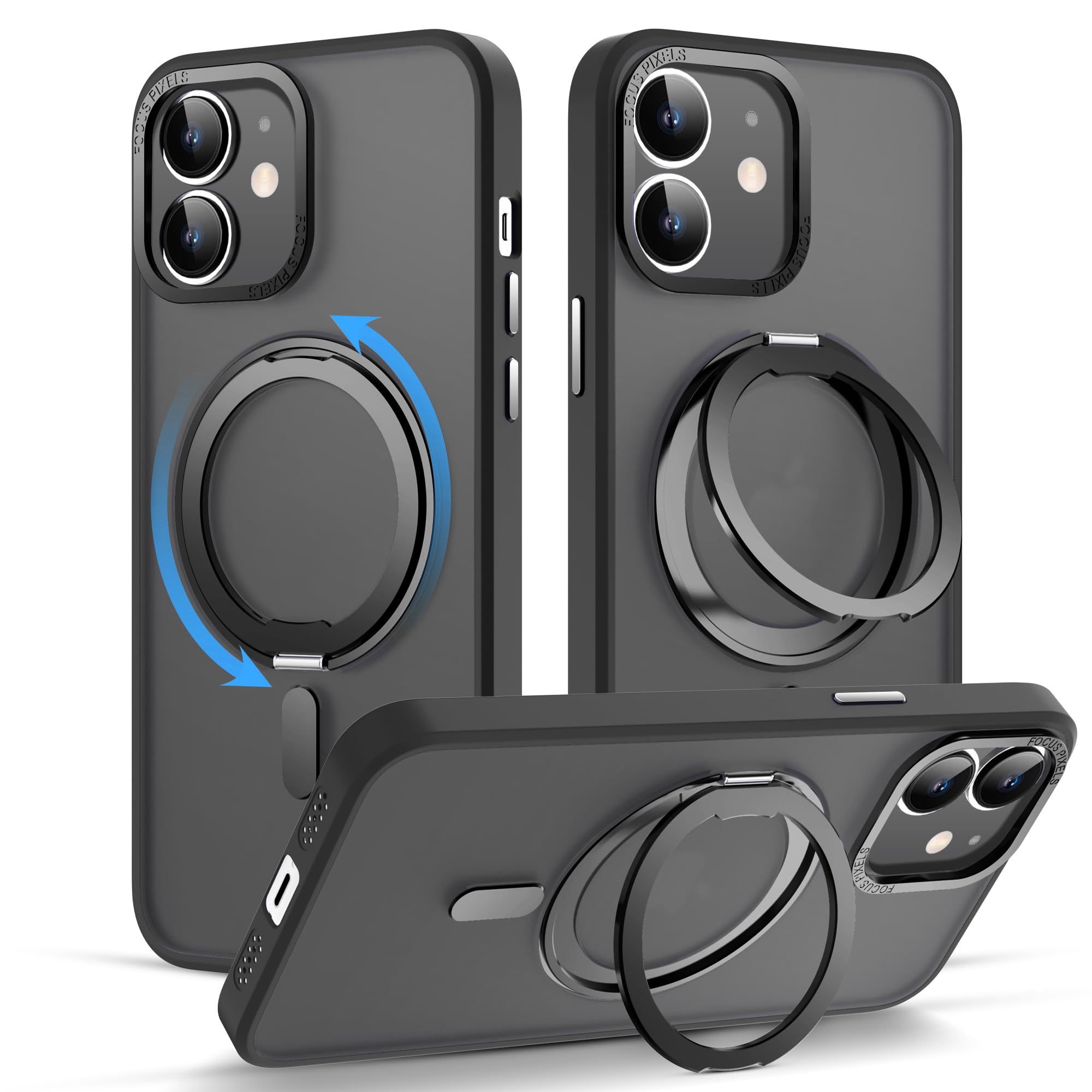 for iPhone 11 Case with 360° Rotatable Magnetic Ring Stand [Compatible with Mag-Safe] [Military-Grade Protection]Scratch-Resistant Clear Magnetic Phone Case for iPhone 11 Phone Case 6.1