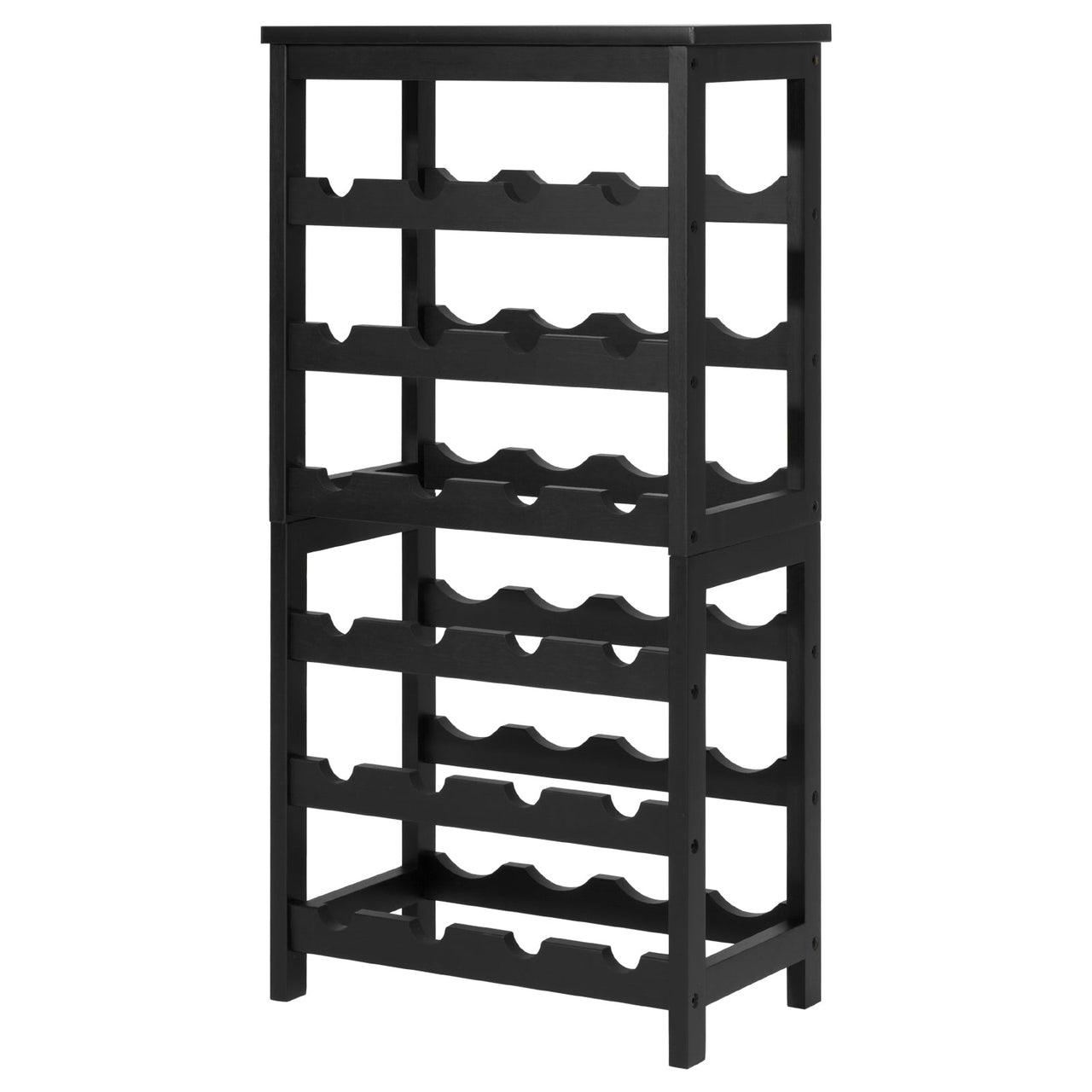 24 Bottle Detachable Wine Rack, 6-Tier Wine Bottle Holder, Freestanding Floor Display Wine Storage Shelves with Table Top, For Kitchen,Cellar,Bar,Dining Room,Living Room, Black