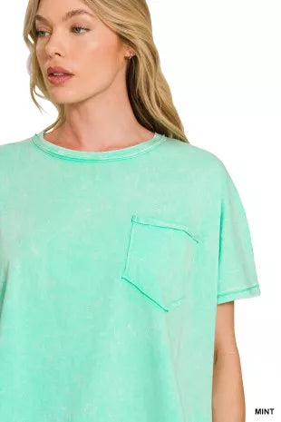 Zenana Acid Washed Round Neck Short Sleeve Oversized T-Shirt