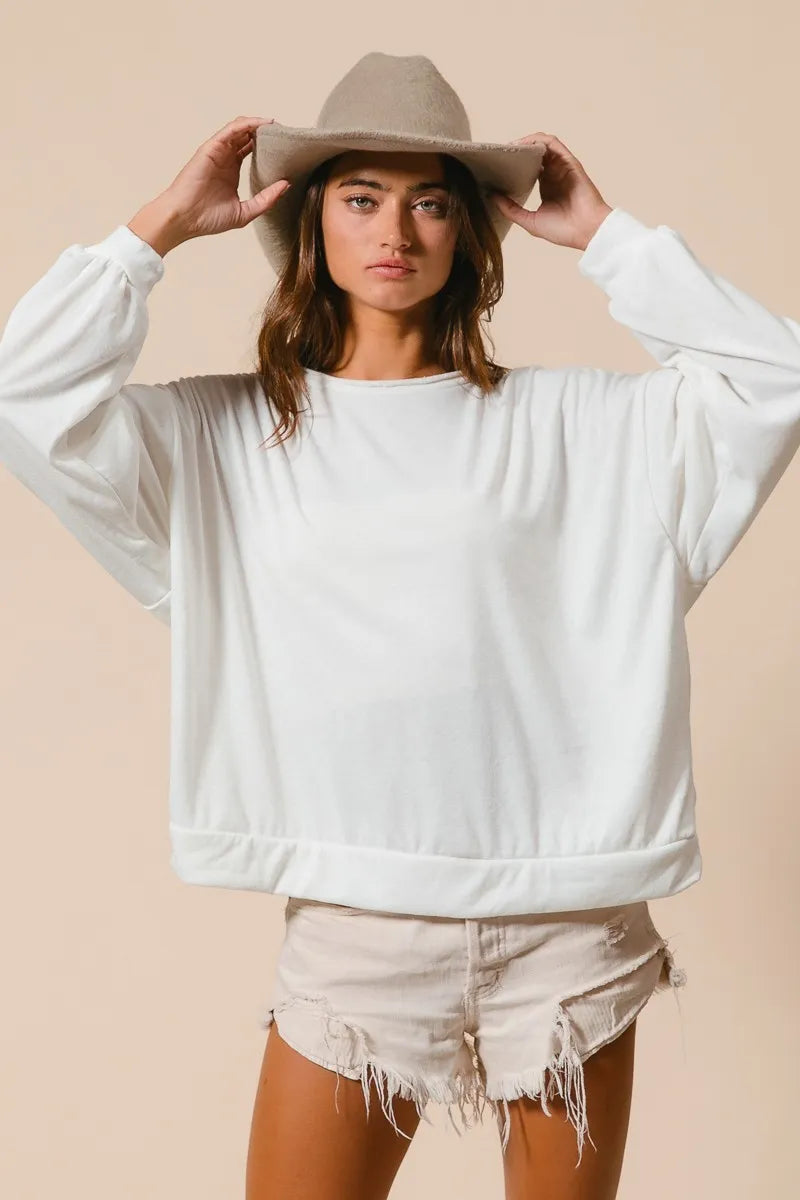 BiBi Loop Terry Pull Over With Cut Edge Band