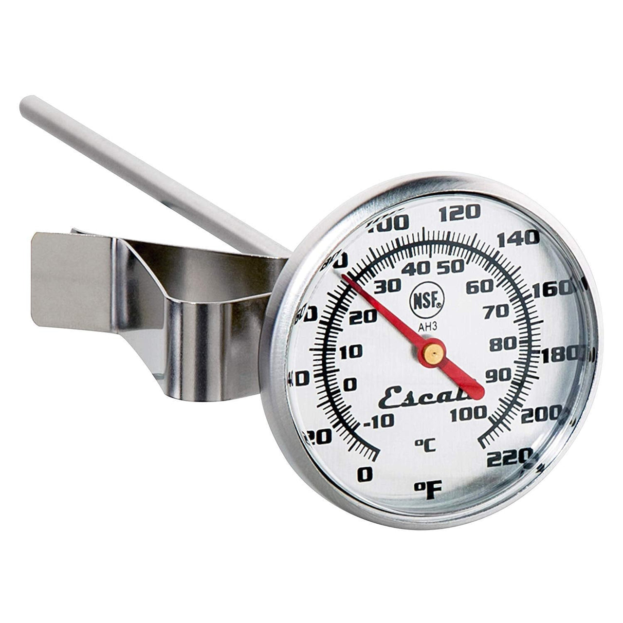 Escali AH3 NSF Certified Commercial Instant Read Large Dial Thermometer W/Clip Silver