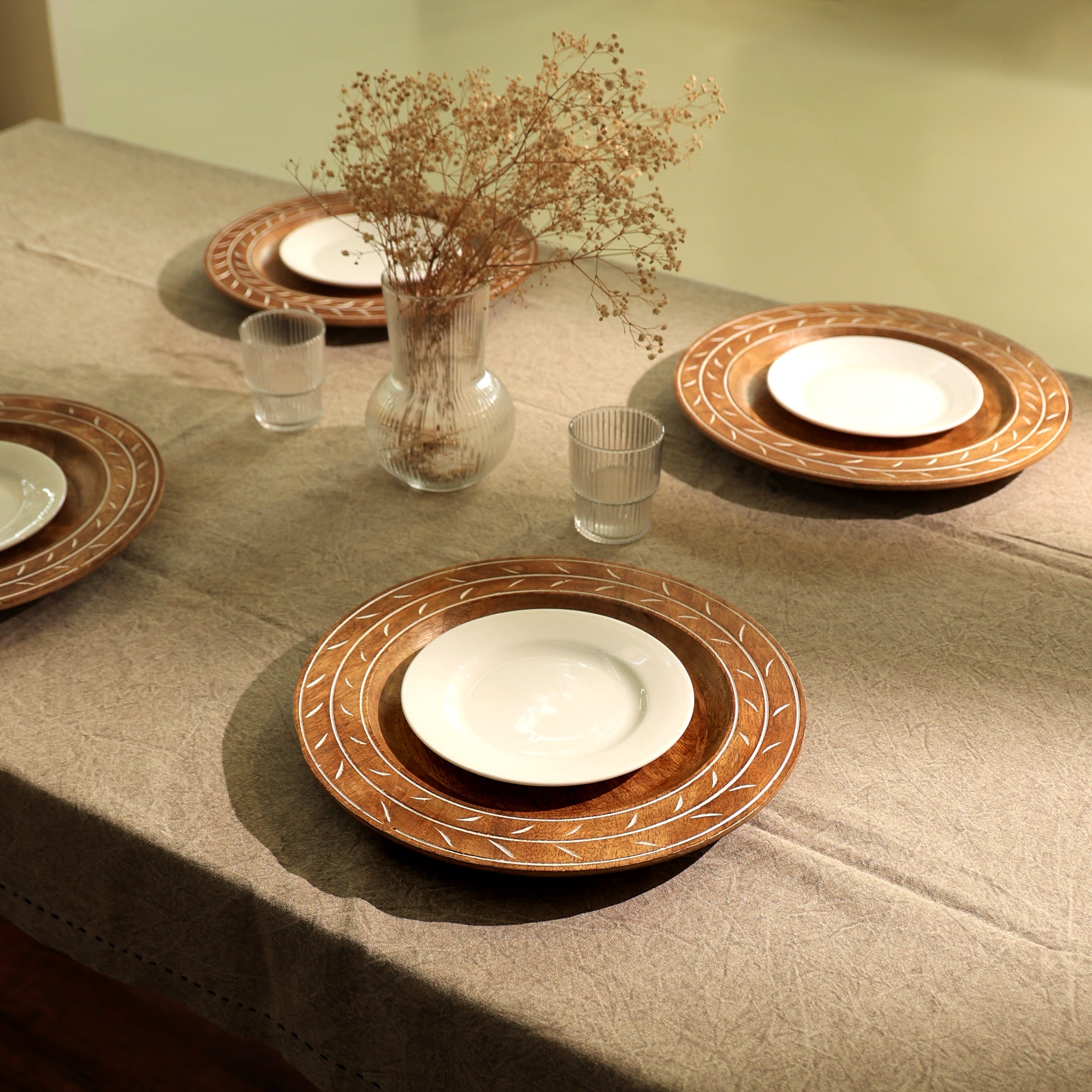 Handcrafted 13' Wood Charger Plate  Wooden Dinning Placemat Artisan Wood Tableware