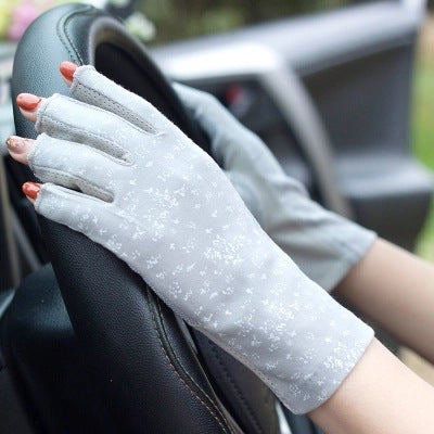 Summer Sun Protection Half Finger Gloves UV Protection Ultra-thin Driving