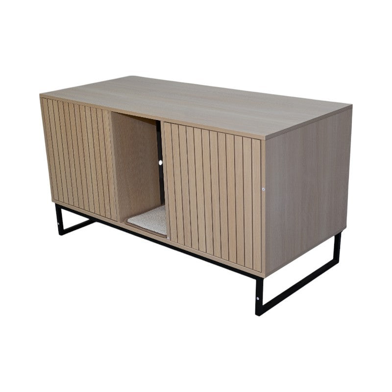 Modern Wooden Cat House with Scratching Mat - 47.64' x 21.46' x 25.98', 76.4 lbs