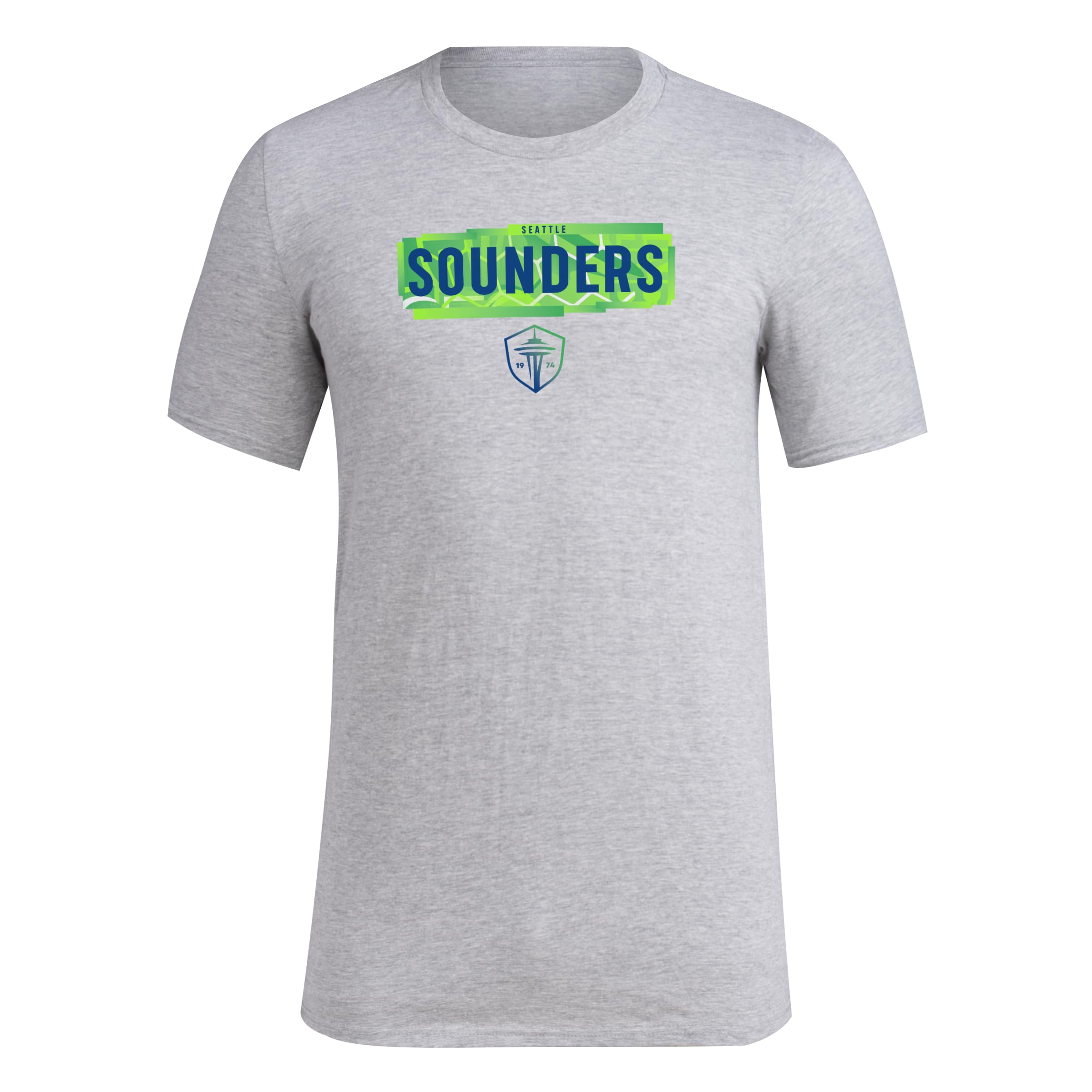 adidas Mens FC Short Sleeve Pre-Game T-Shirt Medium Grey Heather/Seattle Sounders Small
