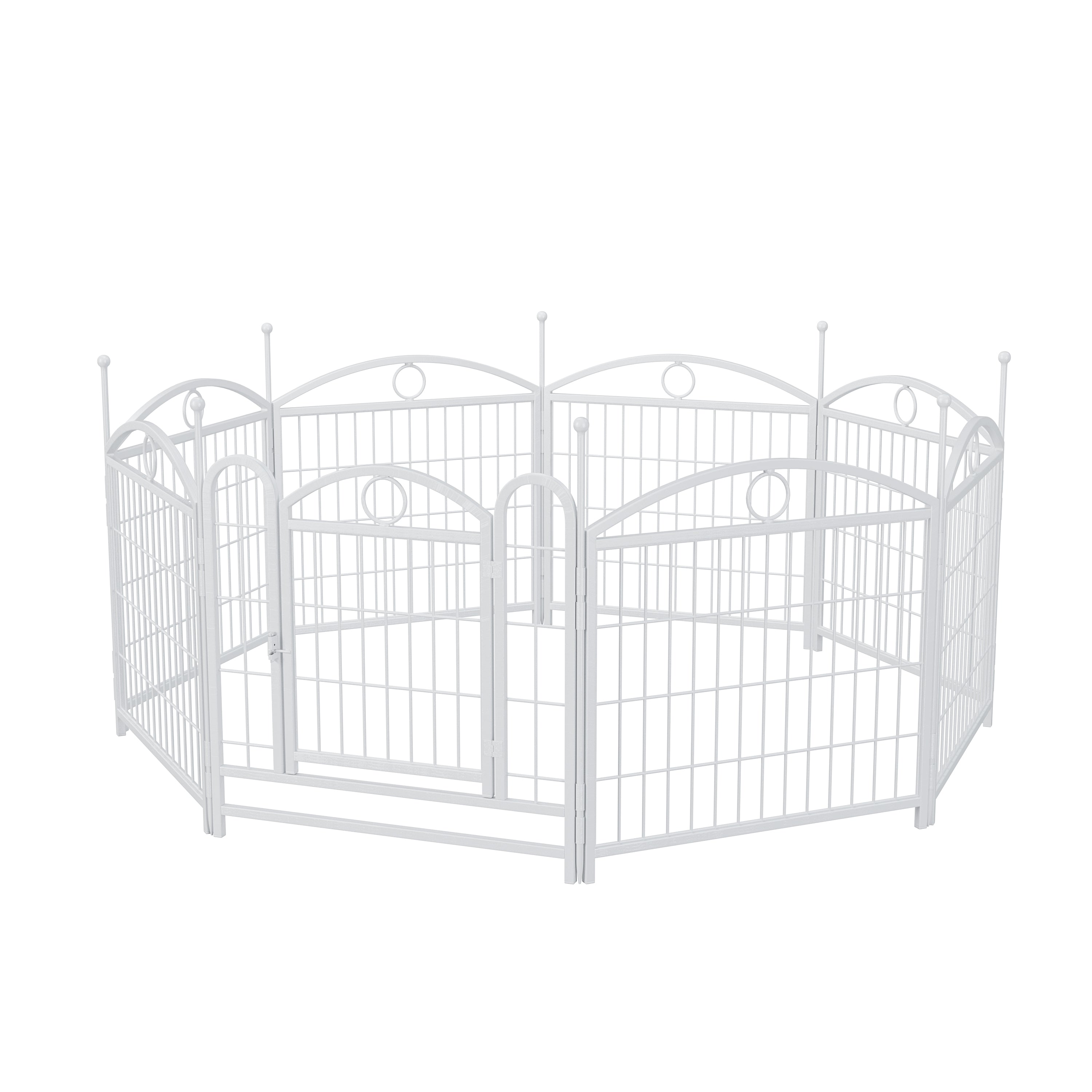 Dog Playpen Indoor 24 inch 8 Panels Metal Dog Pen Pet Dog Fence Outdoor Exercise Pen with Doors, Heavy Duty Dog Fence Puppy Pen for Large Medium Small Dogs Indoor Outdoor Foldable Pet Exercise Pen