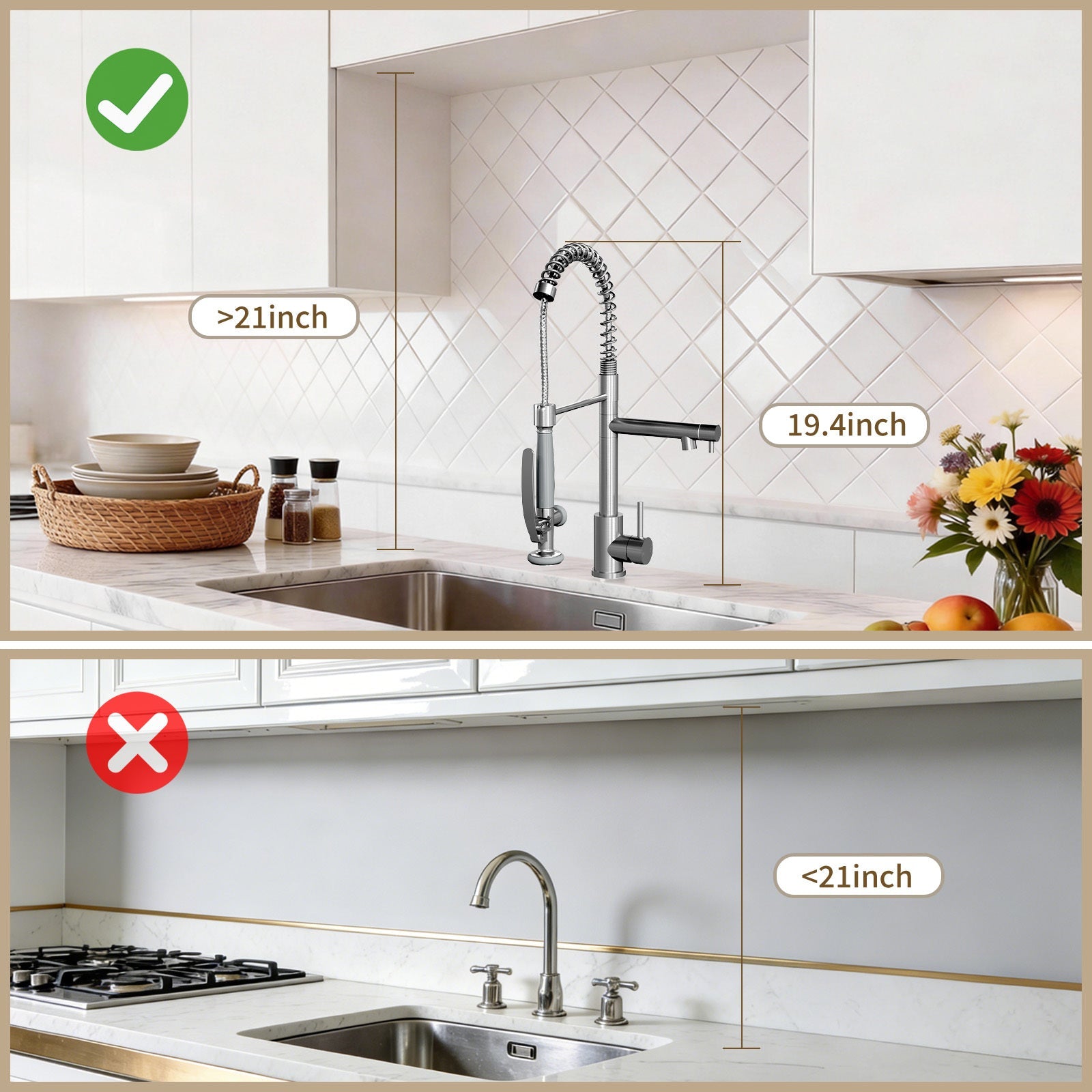 Commercial Single Handle Kitchen Sink Faucet Brushed Nickel Pull Down Sprayer Design