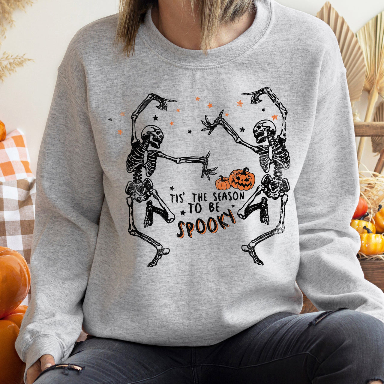 Spooky Dance Halloween Cozy Fleece Inside Soft Thermal Lined For Halloween Nights Sweatshirt