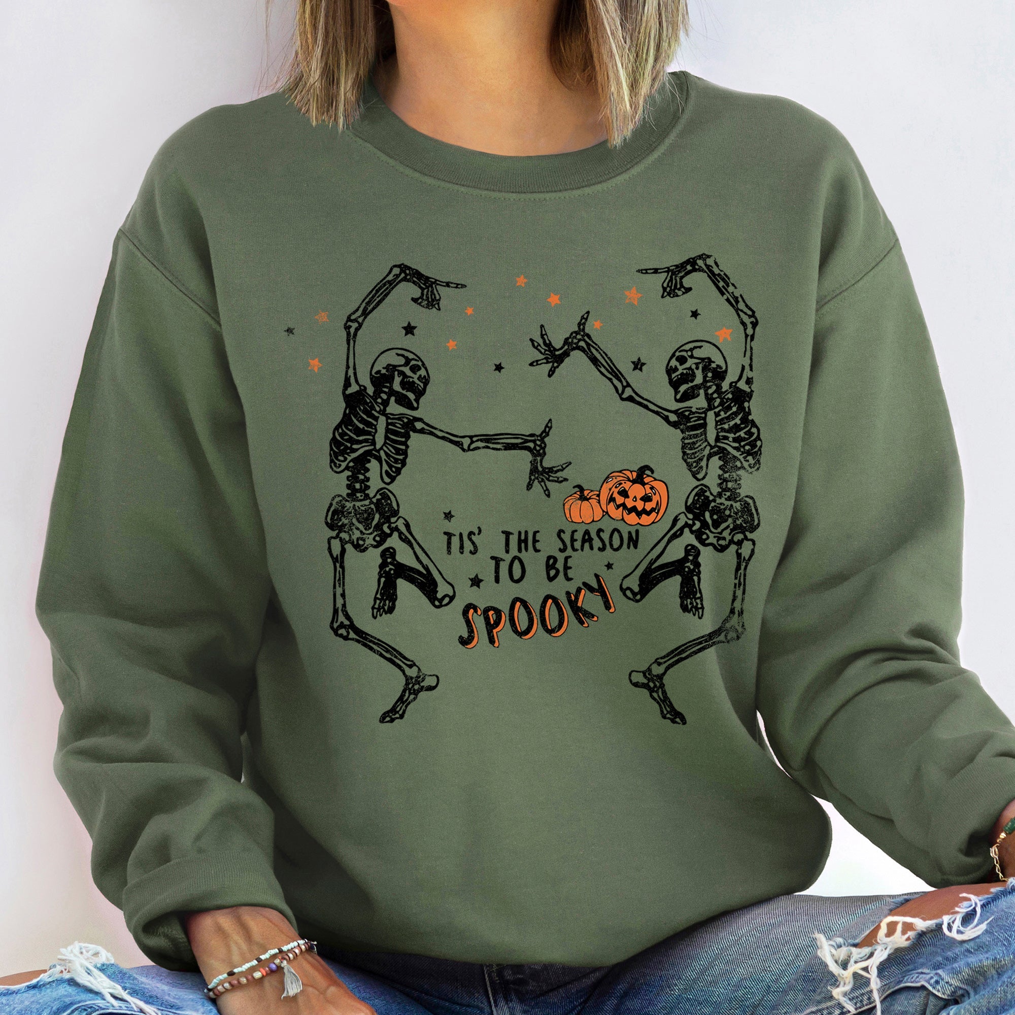 Spooky Dance Halloween Cozy Fleece Inside Soft Thermal Lined For Halloween Nights Sweatshirt