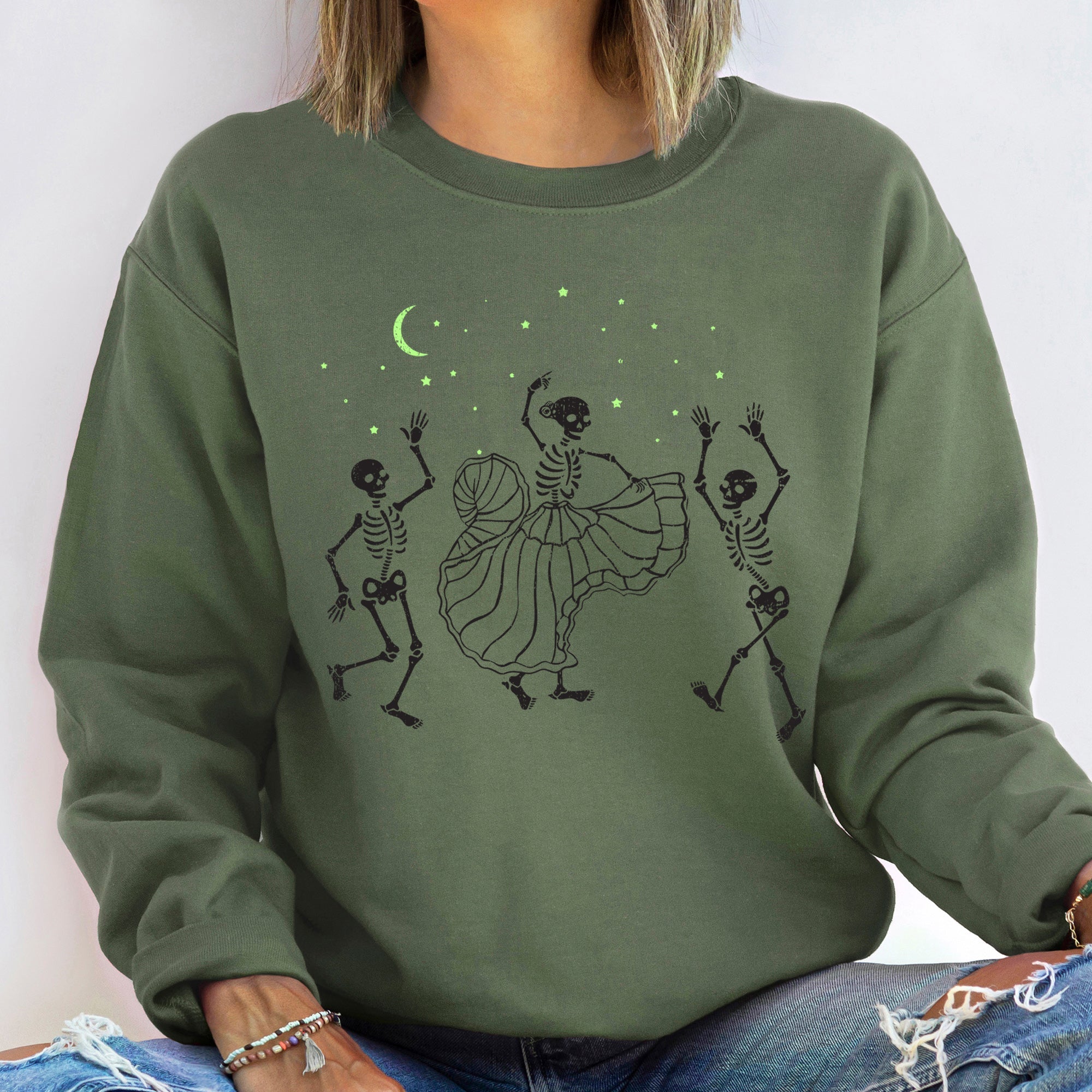 Skeleton Latin Dance Halloween Spooky Skeleton Party Graphic Artwork Edition Sweatshirt