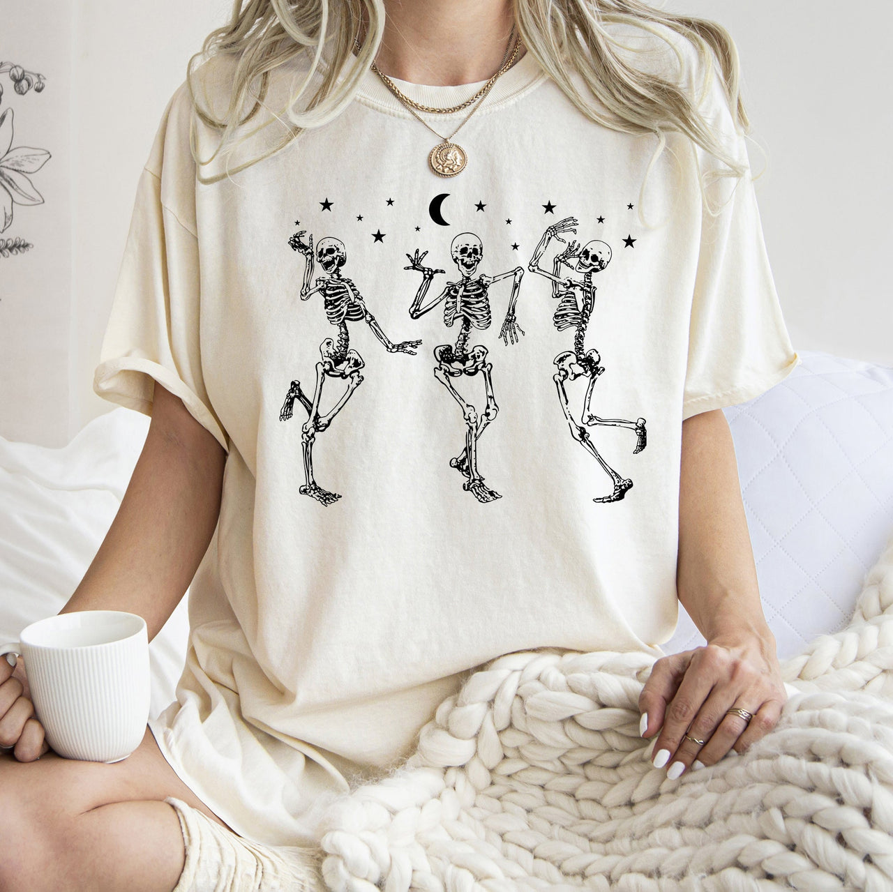 Dancing Skeletons At Night Retro Halloween Night Runway Parade Of Spooky Moonlight Comfort Colors Tee