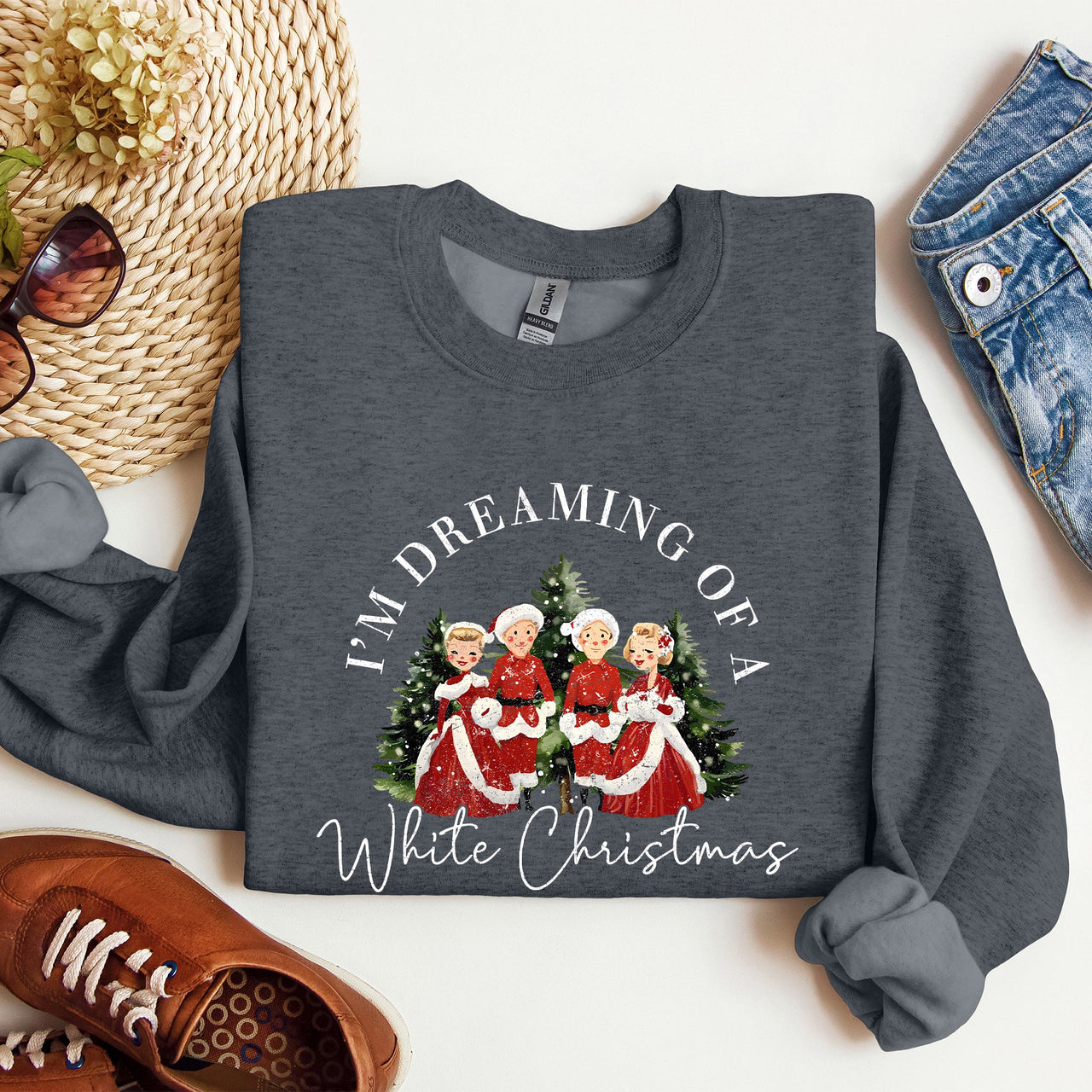 I'm Dreaming Of A White Christmas Retro Movie Classic Holiday Cozy Warm Sweatshirt