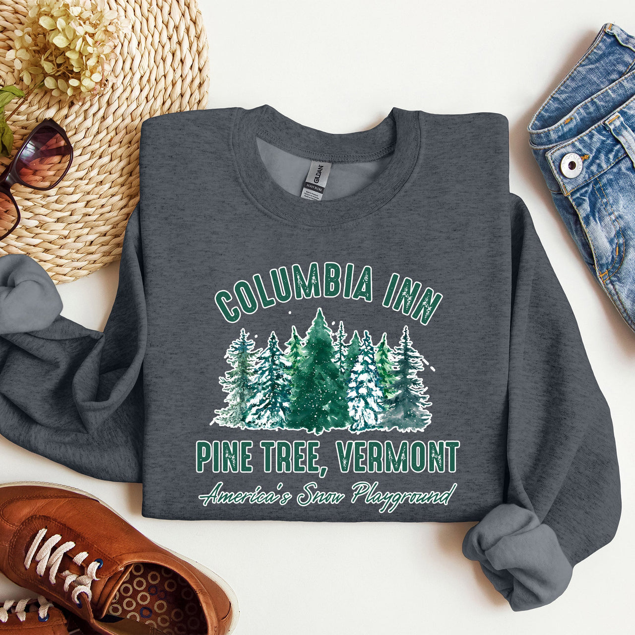 Columbia Inn White Christmas Movie Classic Musical Cozy Vintage Inspired Sweatshirt