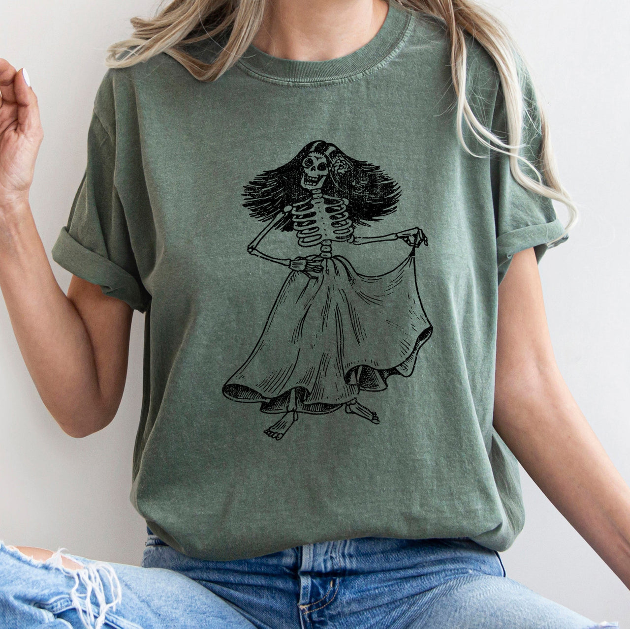 Day Of The Dead Retro Halloween Comfort Colors Tee